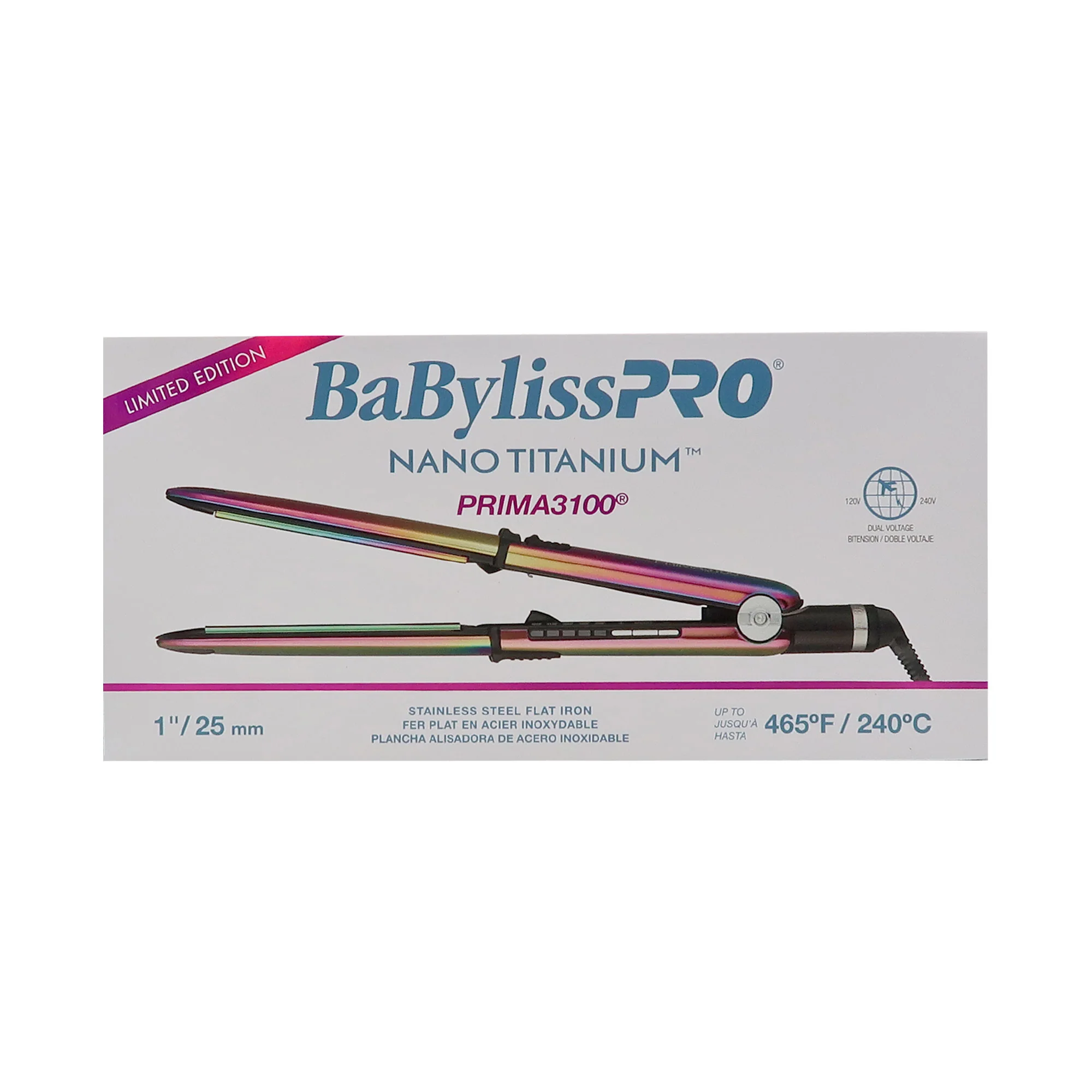 BaByliss Pro LIMITED EDITION Nano Titanium Prima 3100 1'' Ultra-Thin Flat Iron Iridescent with LIMITED EDITION Nano Titanium Prima 3000 1¼" Flat Iron Midnight Purple - Image 4