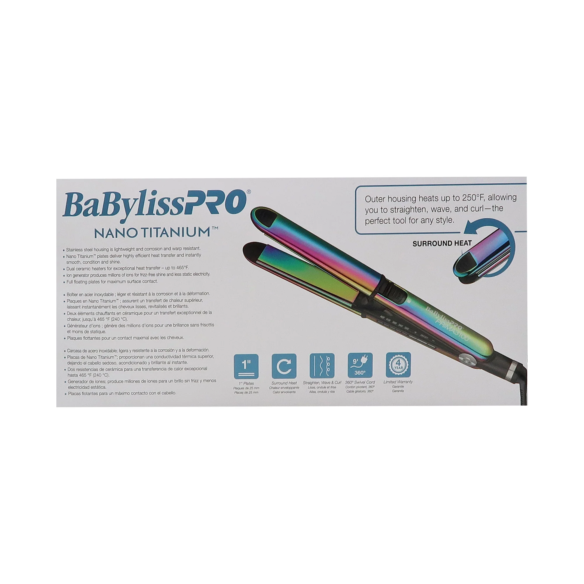 BaByliss Pro LIMITED EDITION Nano Titanium Prima 3100 1'' Ultra-Thin Flat Iron Iridescent with LIMITED EDITION Nano Titanium Prima 3000 1¼" Flat Iron Midnight Purple - Image 5