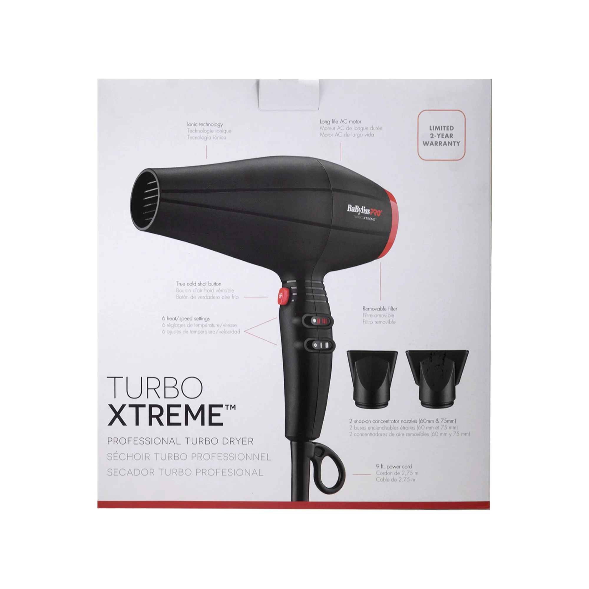 BaByliss Pro Professional Turbo Xtreme Hair Dryer BAB9400UC (Black) - Image 5