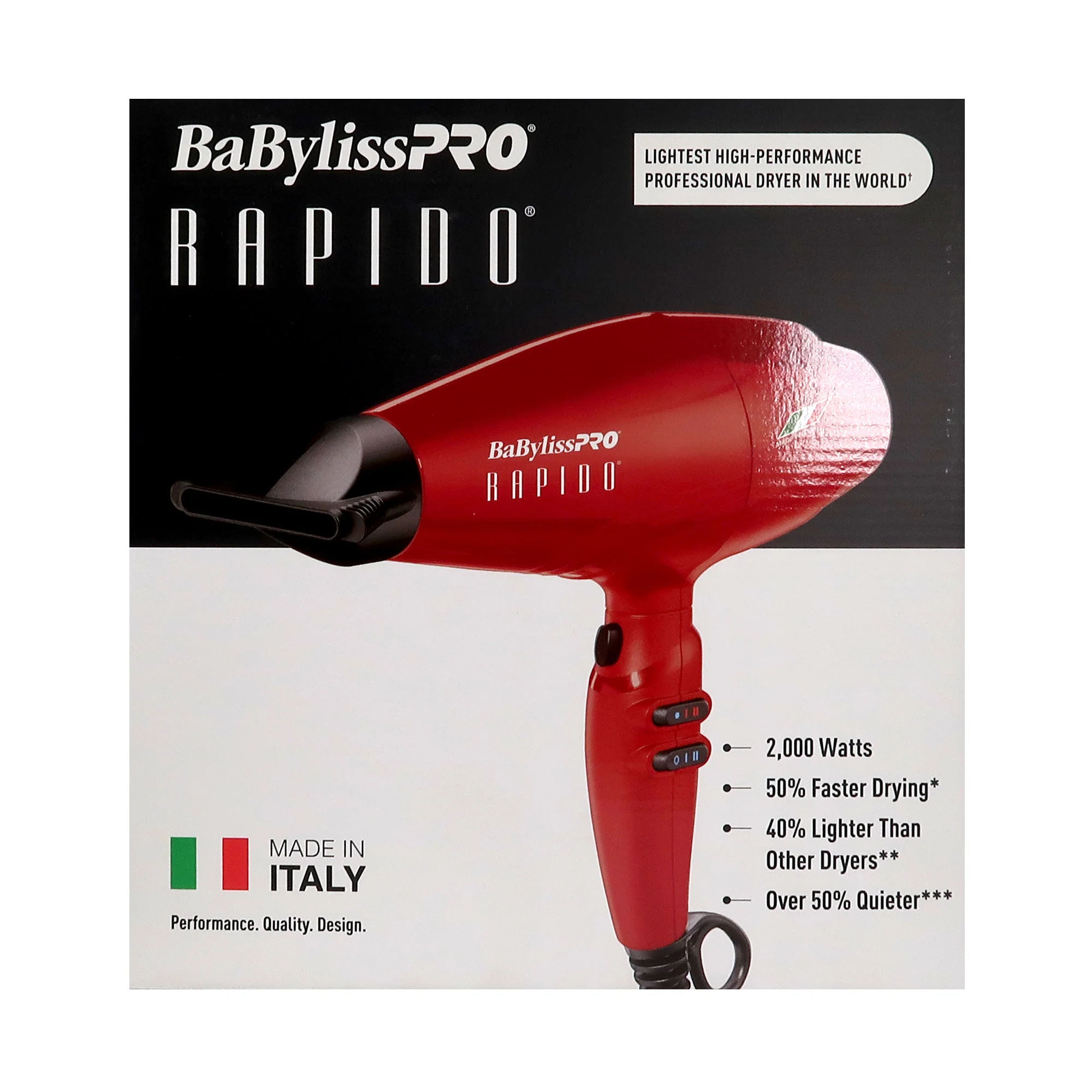 BaByliss Pro Rapido Nano Titanium Italian Performance Hair Dryer (Red) BRRAP1 with BaByliss Pro Texturizing Comb - Image 6