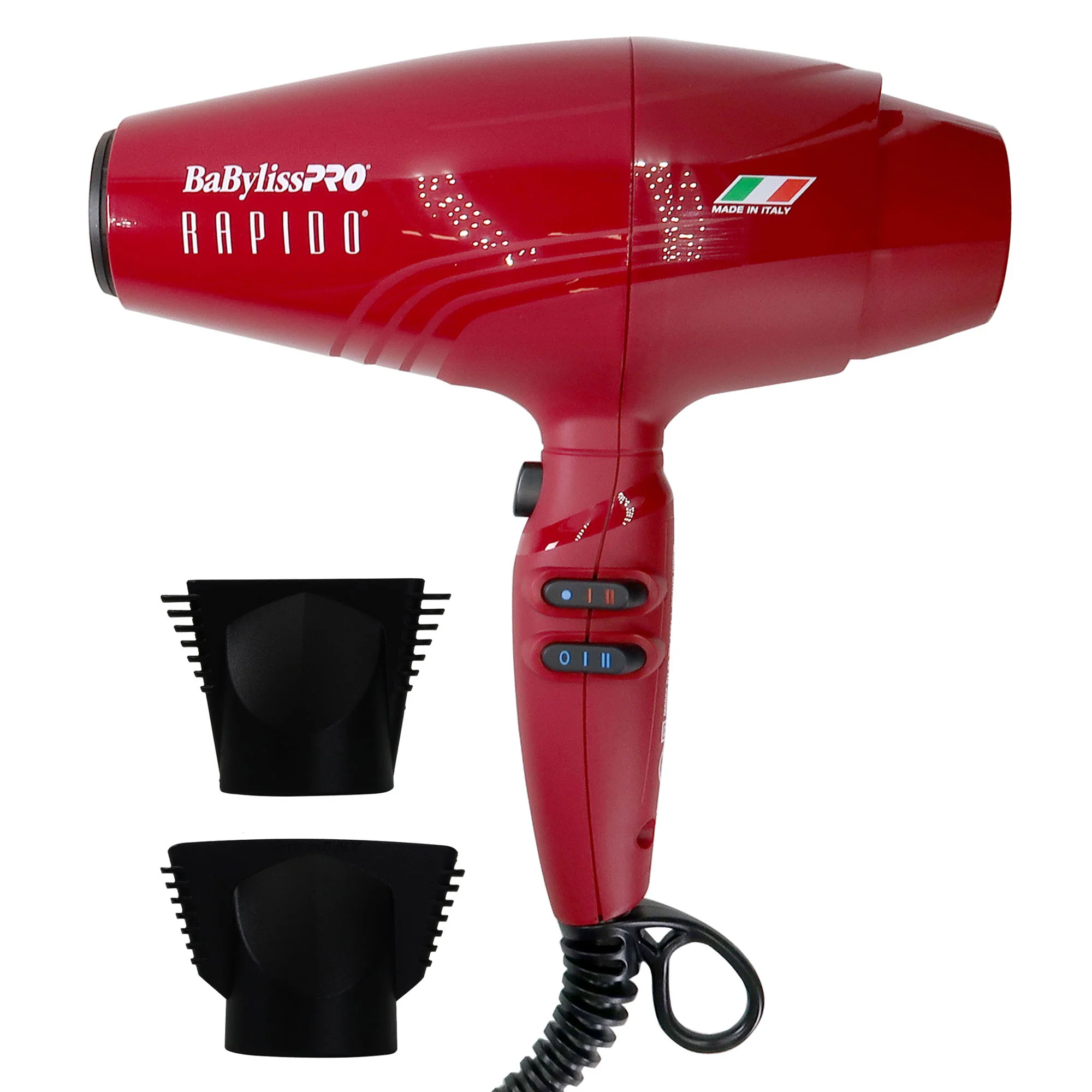 BaByliss Pro Rapido Nano Titanium Professional Quality Italian Performance Hair Dryer (Red) #BRRAP1 with Flat Top Comb White - Image 2
