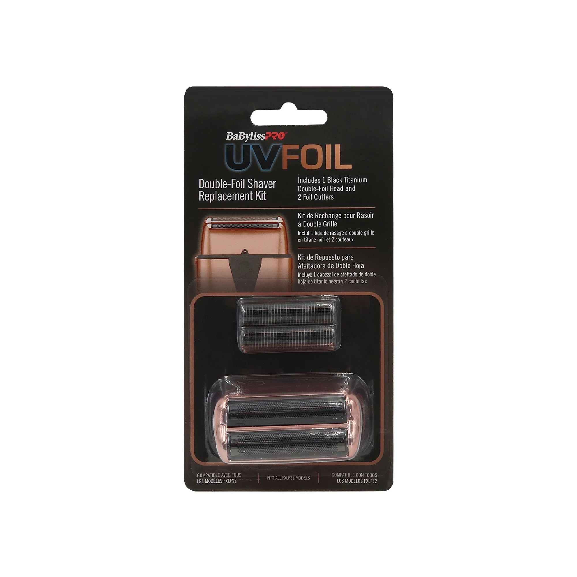 BaByliss Pro UVFOIL Double-Foil Shaver Replacement Kit (Double-Foil & 2 Cutters) - Rose Gold #FXLRF2RG - 3 Units - Image 2