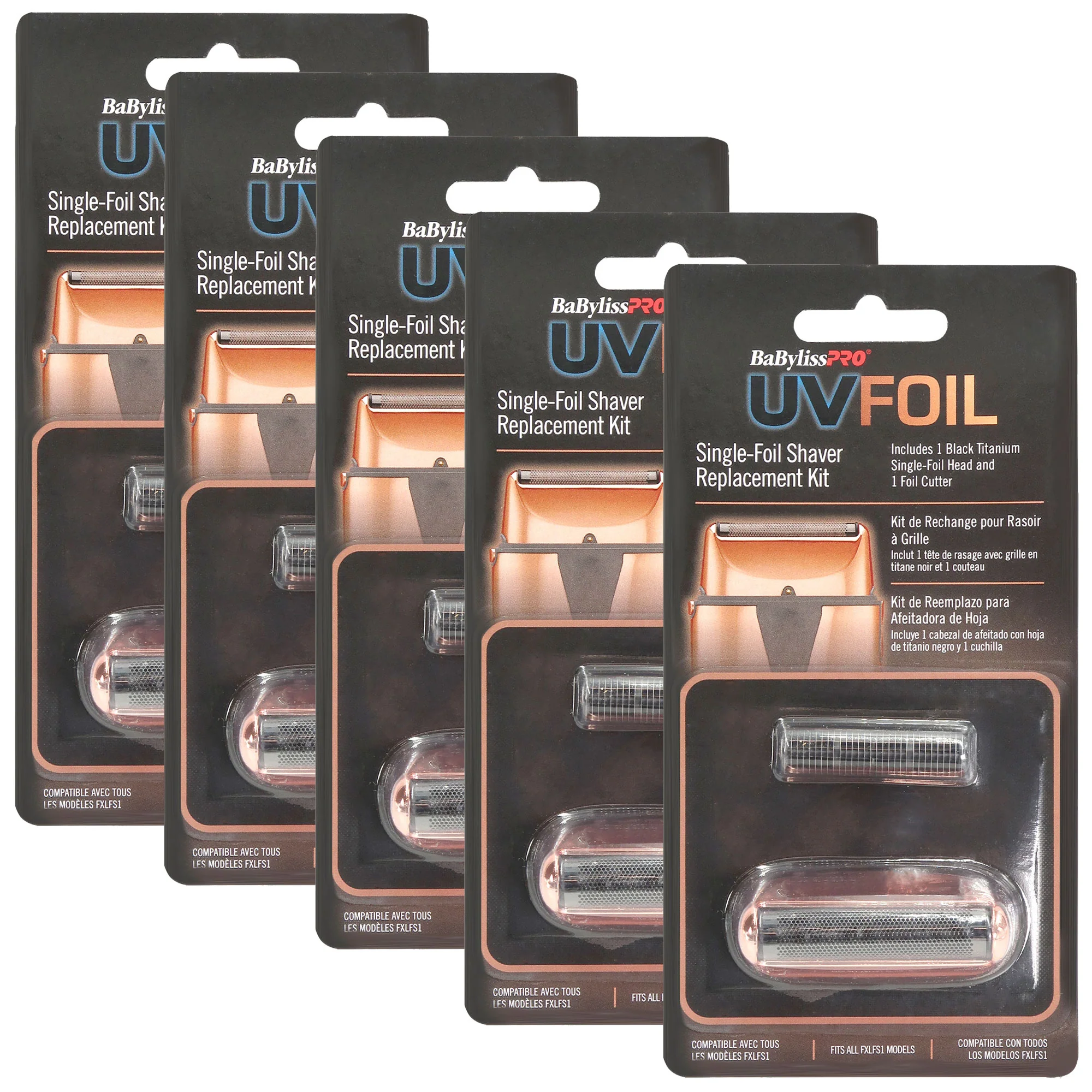 BaByliss Pro UVFOIL Single-Foil Shaver Replacement Kit [Single-Foil & Cutters] - Rose Gold #FXLRF1RG - 5 Units