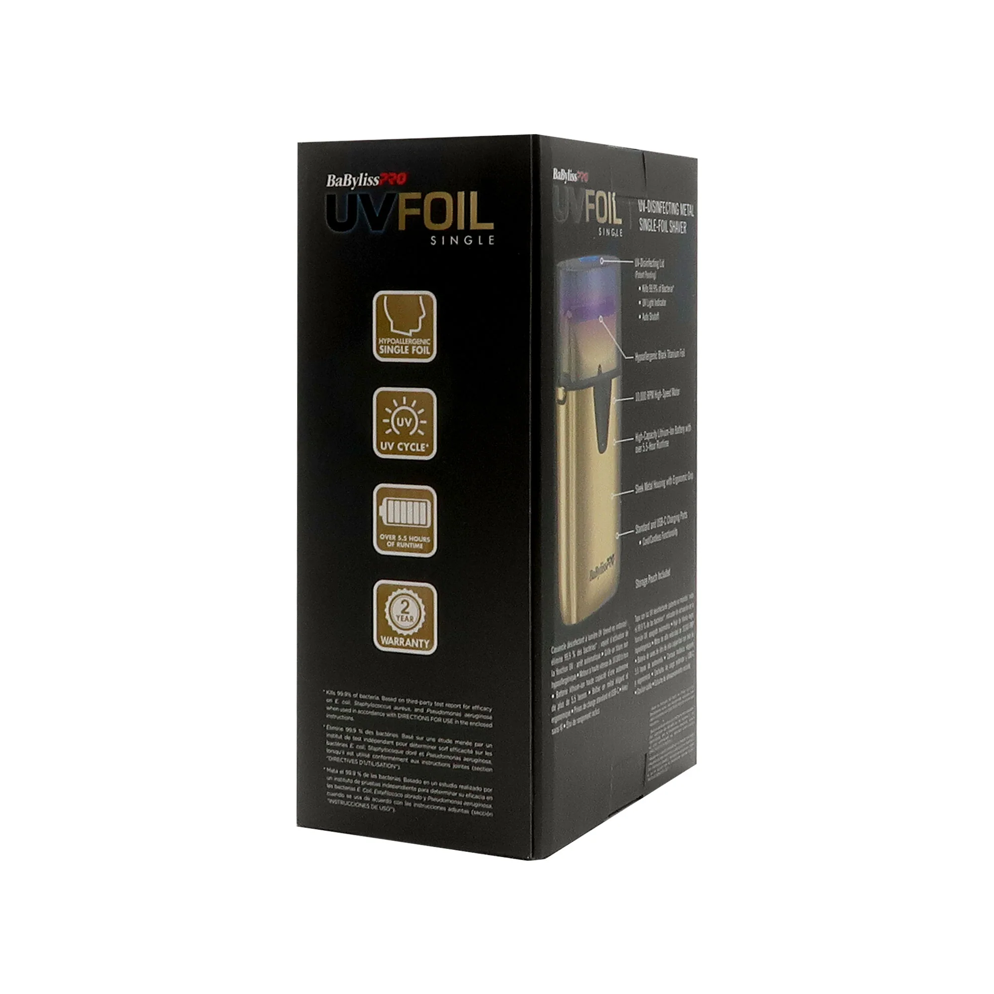 BaByliss Pro UVFOIL UV-Disinfecting Metal Single Foil Shaver - Gold #FXLFS1G with BaByliss Pro FXONE GOLDFX All-Metal Interchangeable-Battery Trimmer #FX799G - Image 10