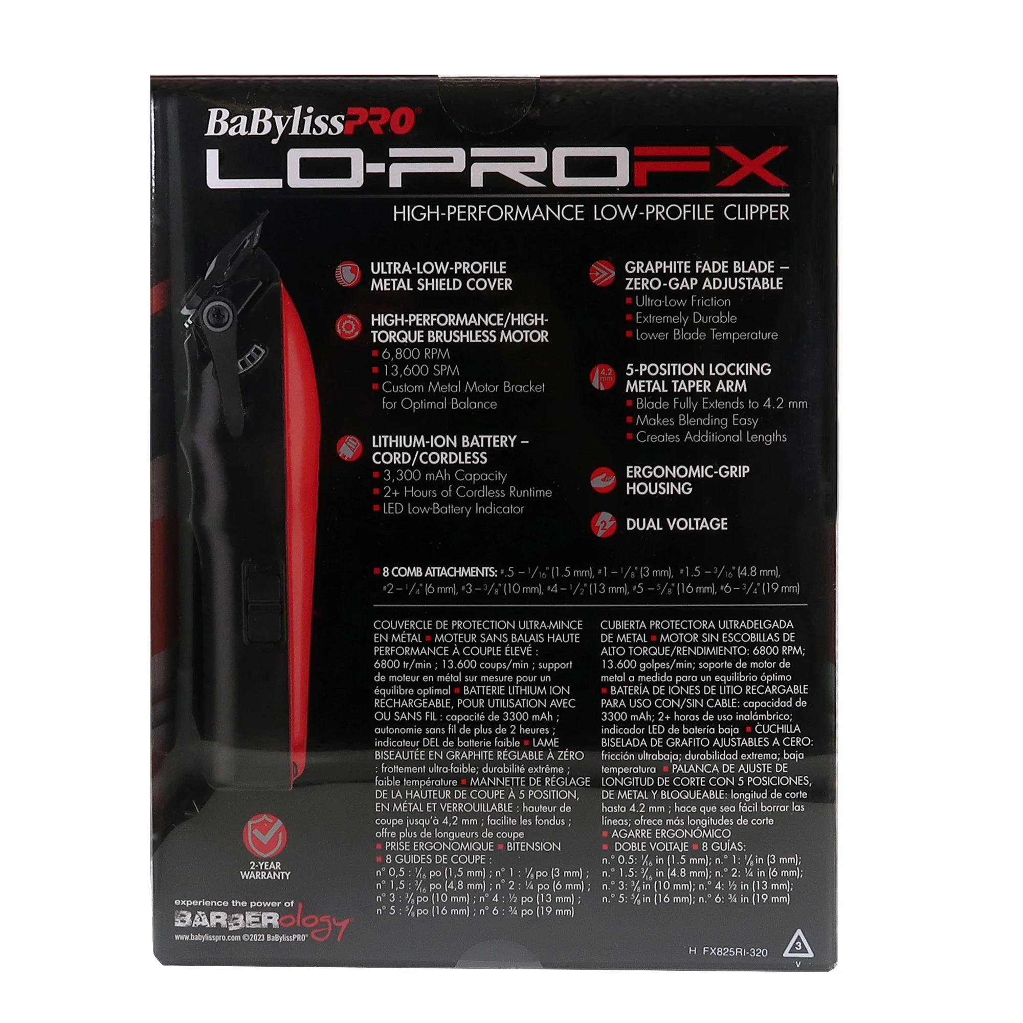 BaByliss Pro Volare Nano Titanium Italian Performance Hair Dryer (Red) BRVOL1 with Limided Edition LO-PRO FX Cordless Clipper (Van Da' Goat) FX825RI and Foil Shaver FXX3SB + Comb - Image 5