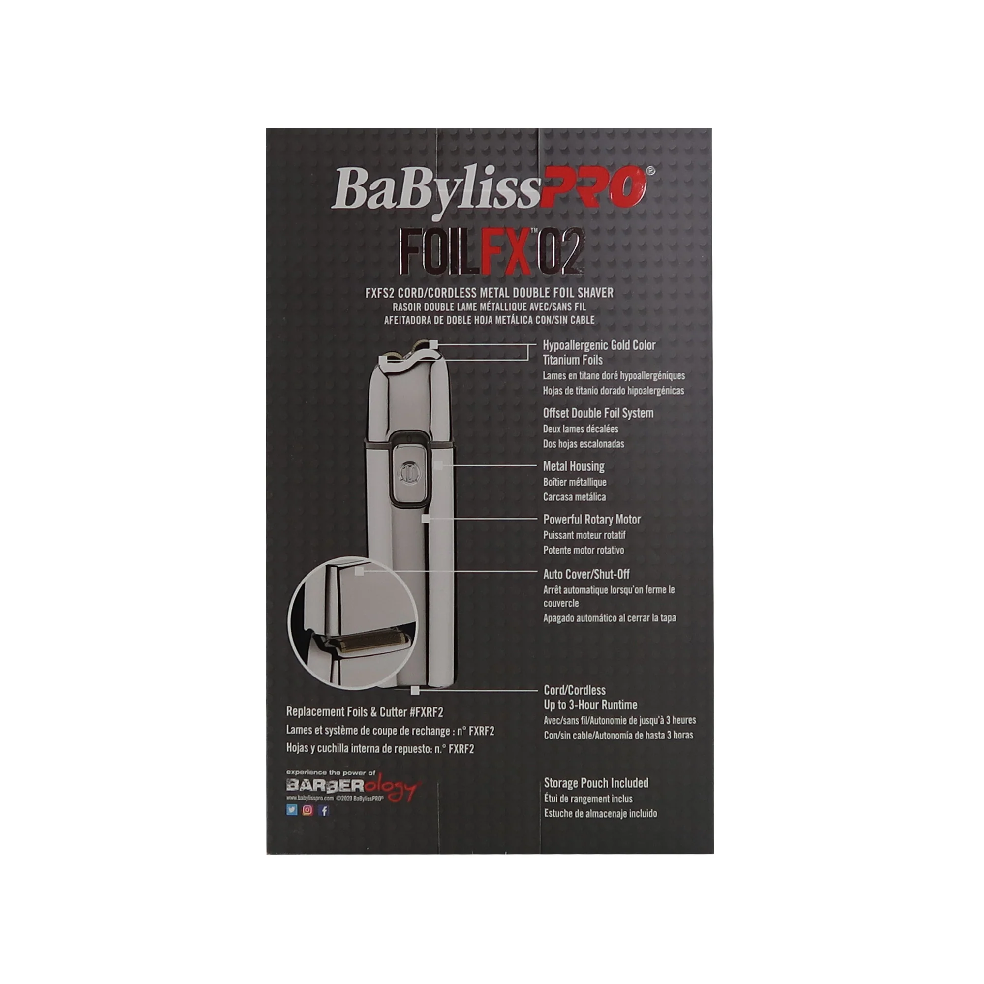 BaByliss Pro FOILFX02 Cordless Metal Double Foil Shaver FXFS2S Silver with Fade Brush and 9" Comb - Image 5