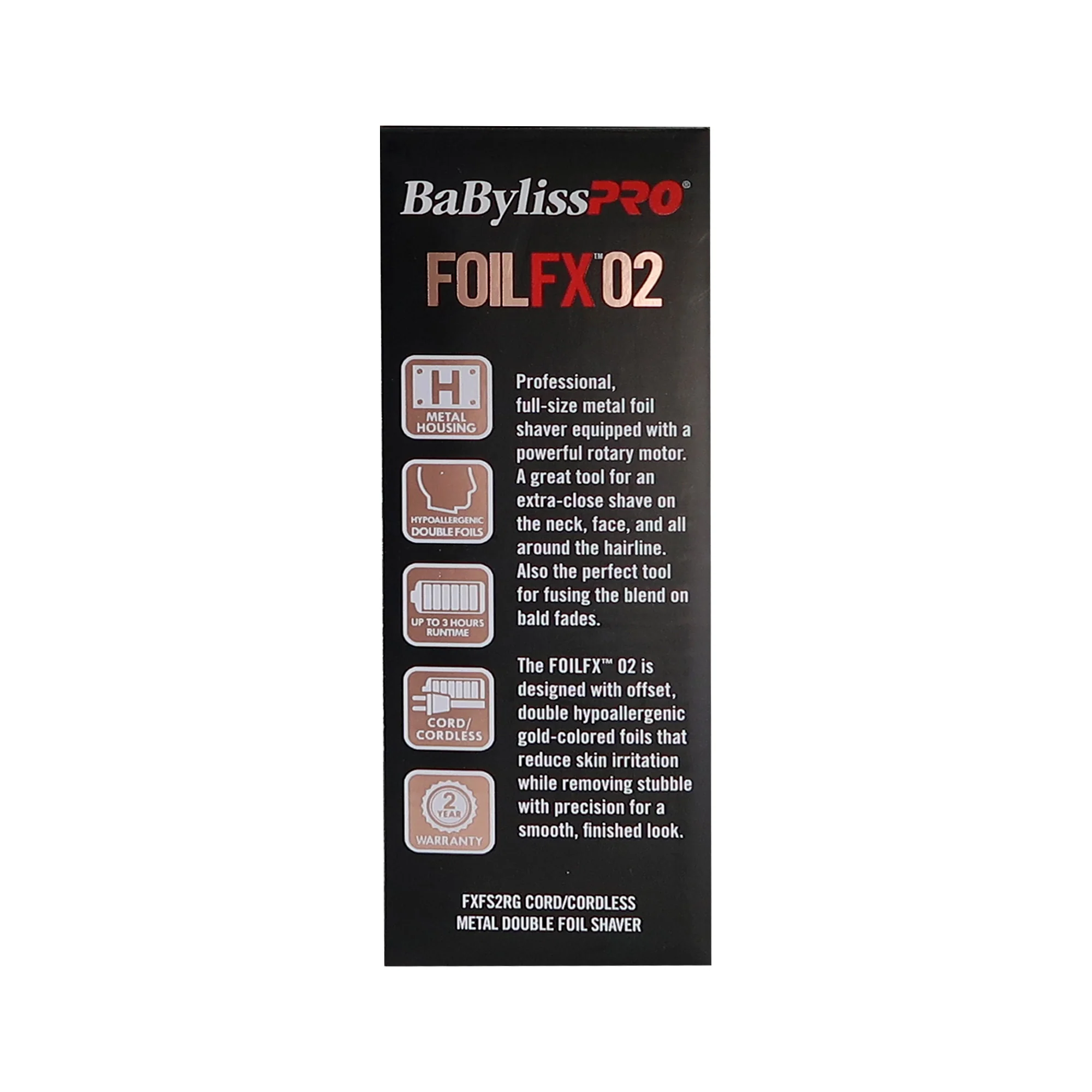 BaByliss Pro FOILFX02 Cordless Metal ROSE GOLD Double Foil Shaver FXFS2RG with Fade Brush BPFADEB and 9" Comb - Image 6