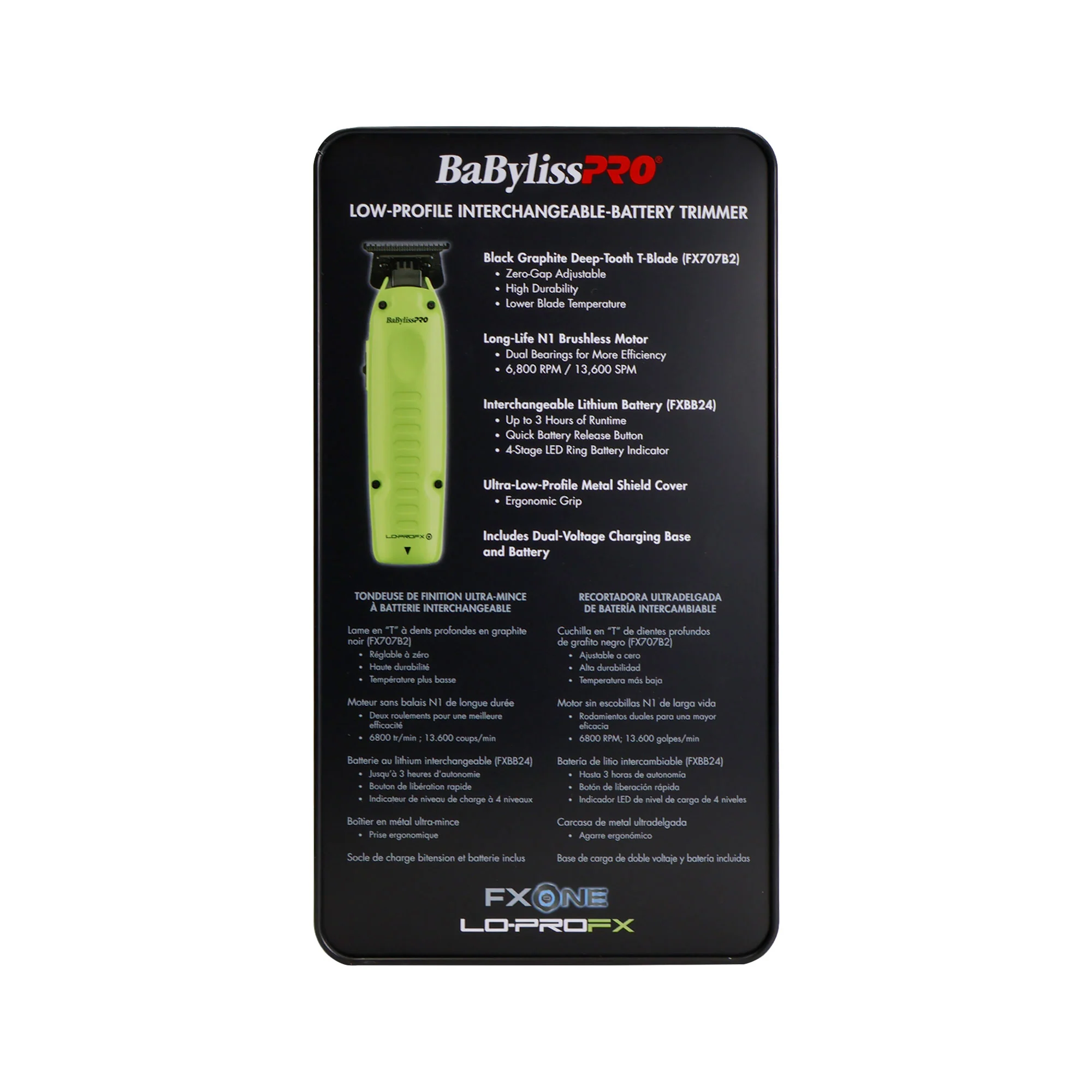 BaBylissPRO FXONE LoProFX Limited Edition Neon Yellow Clipper FX829 & Trimmer FX729NY + All-in-One Spray & Cutting Cape - Image 8