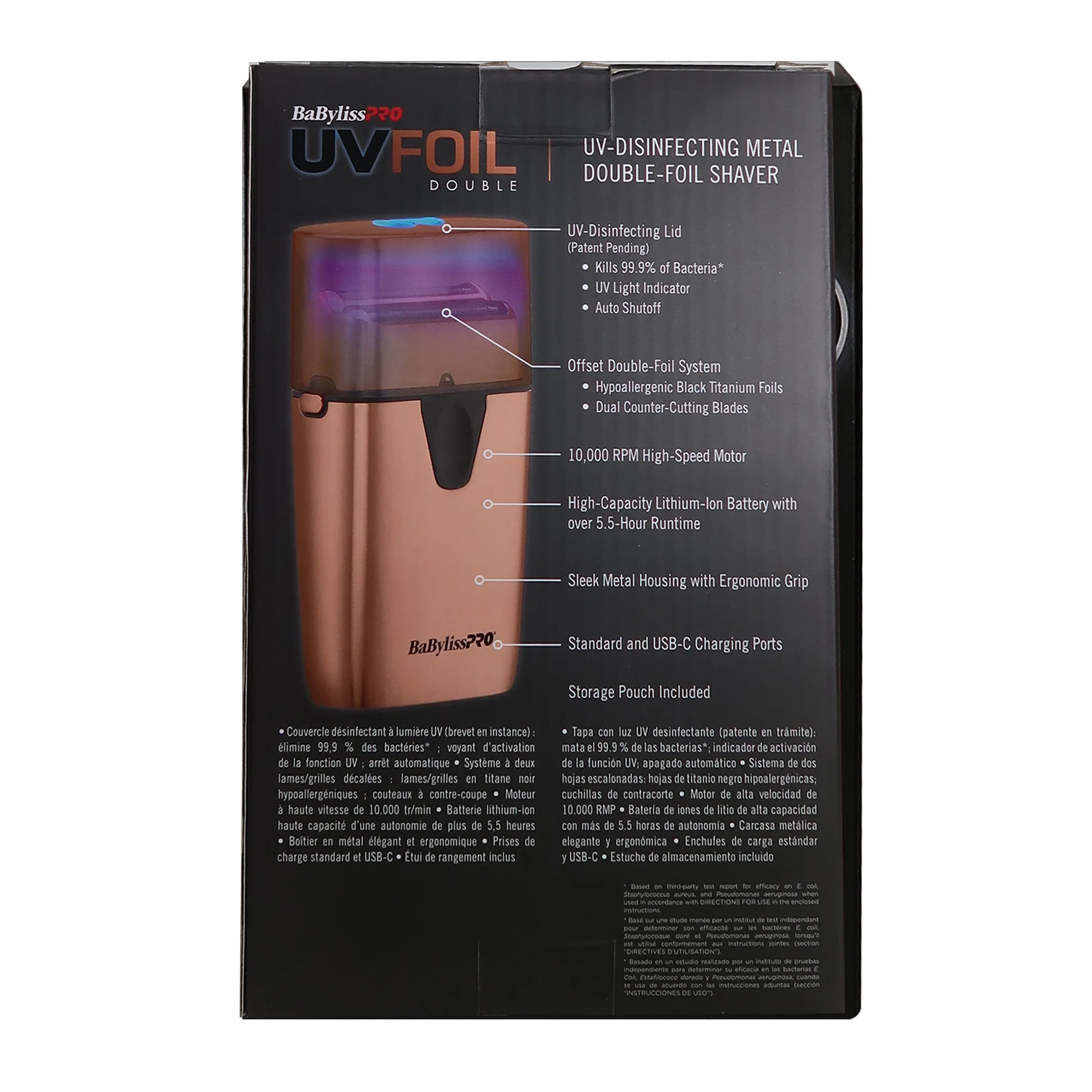 BaByliss Pro FXONE ROSEFX Interchangeable-Battery Shaver FX79FSRG + LIMITED EDITON UVFOIL UV-Disinfecting Double Foil Shaver FXLFS2RG Rose Gold Barber Accessory Bundle - Image 5