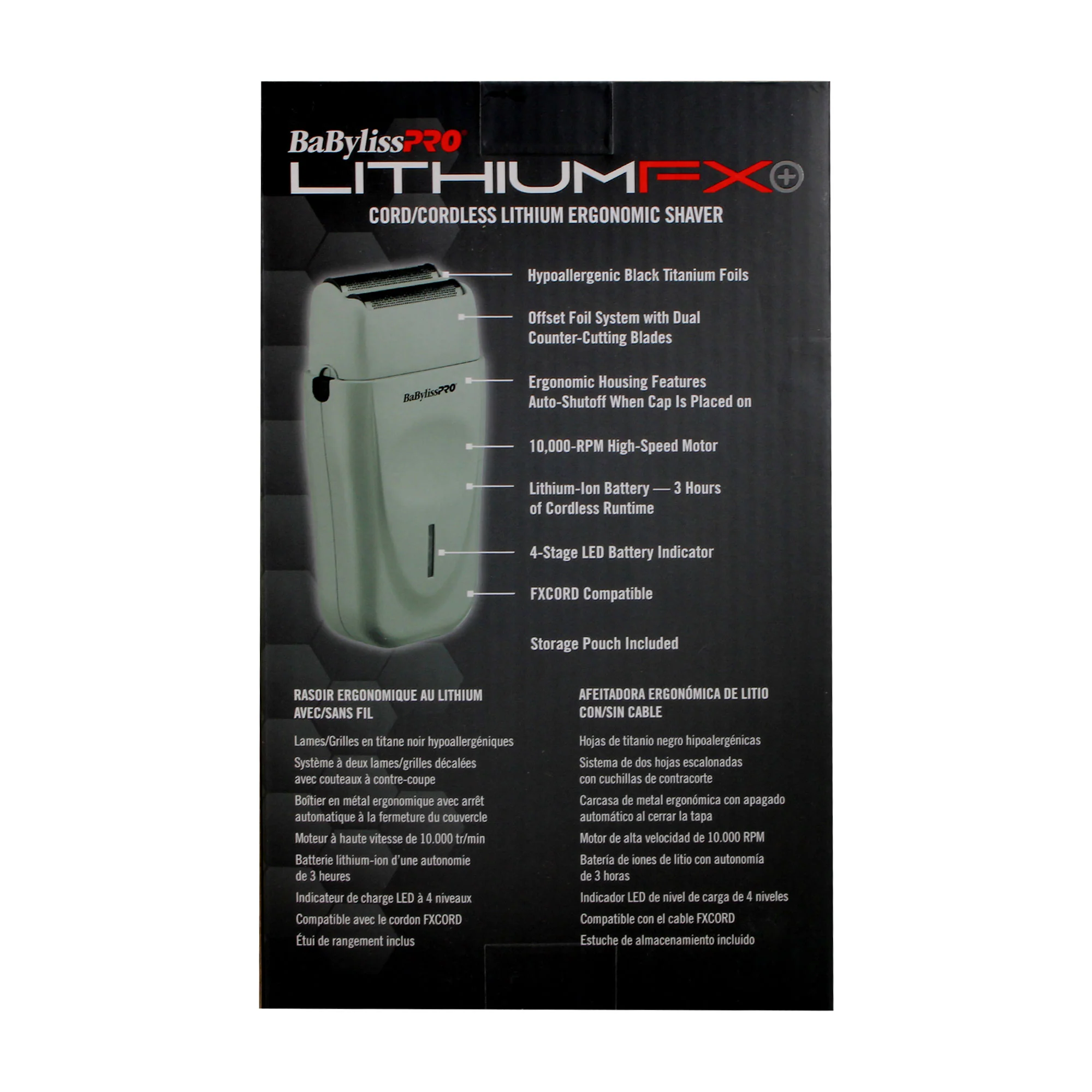 BaByliss PRO LithiumFX+ Gray Cord/Cordless Ergonomic Double Foil Shaver FXFS573GY Barber Tool + Fade Brush + 9" Comb - Image 6