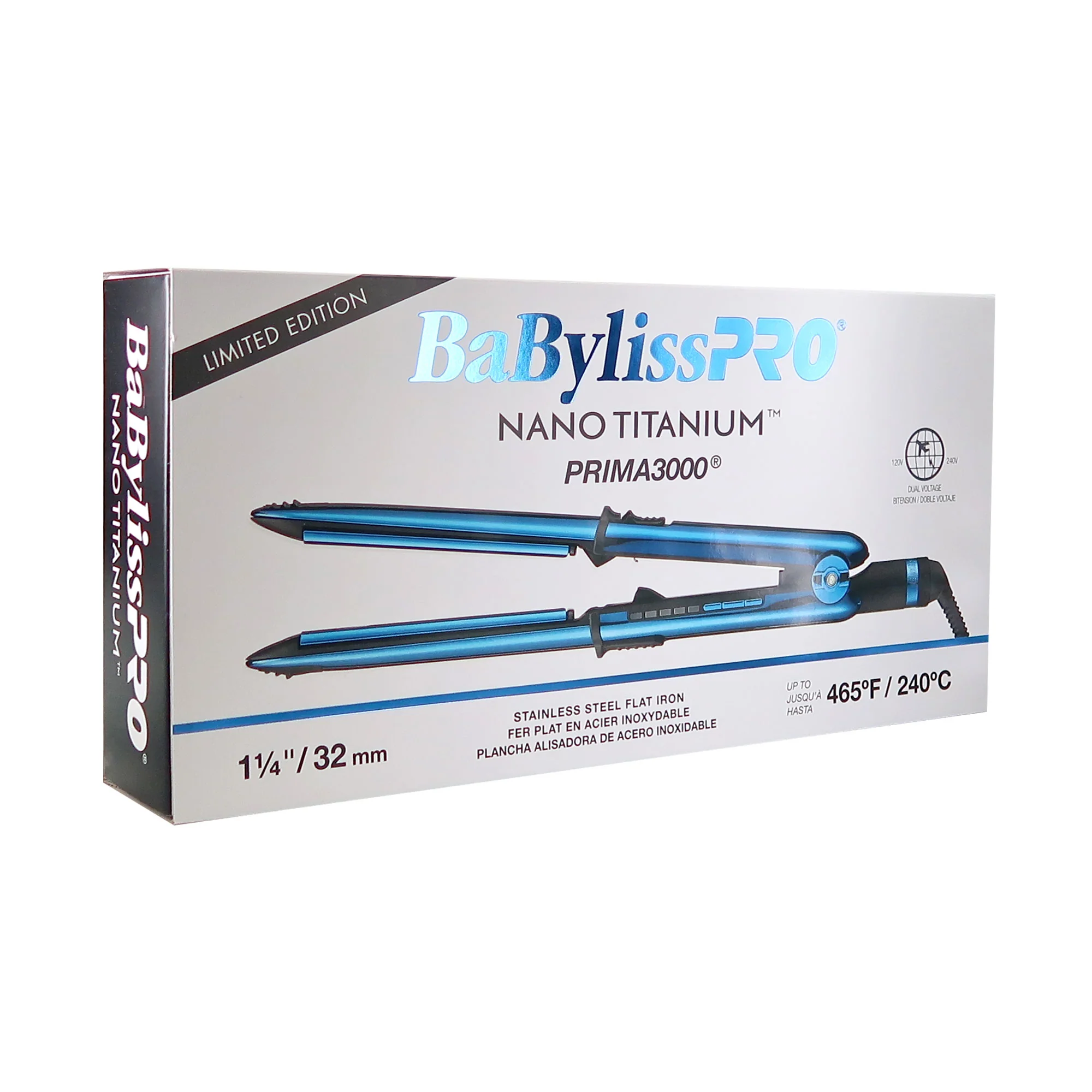 BaByliss Pro LIMITED EDITION Nano Titanium Prima 3000 1¼" Stainless Steel Flat Iron Black & Blue #BNTMB3000TUC (Dual Voltage) - Image 6