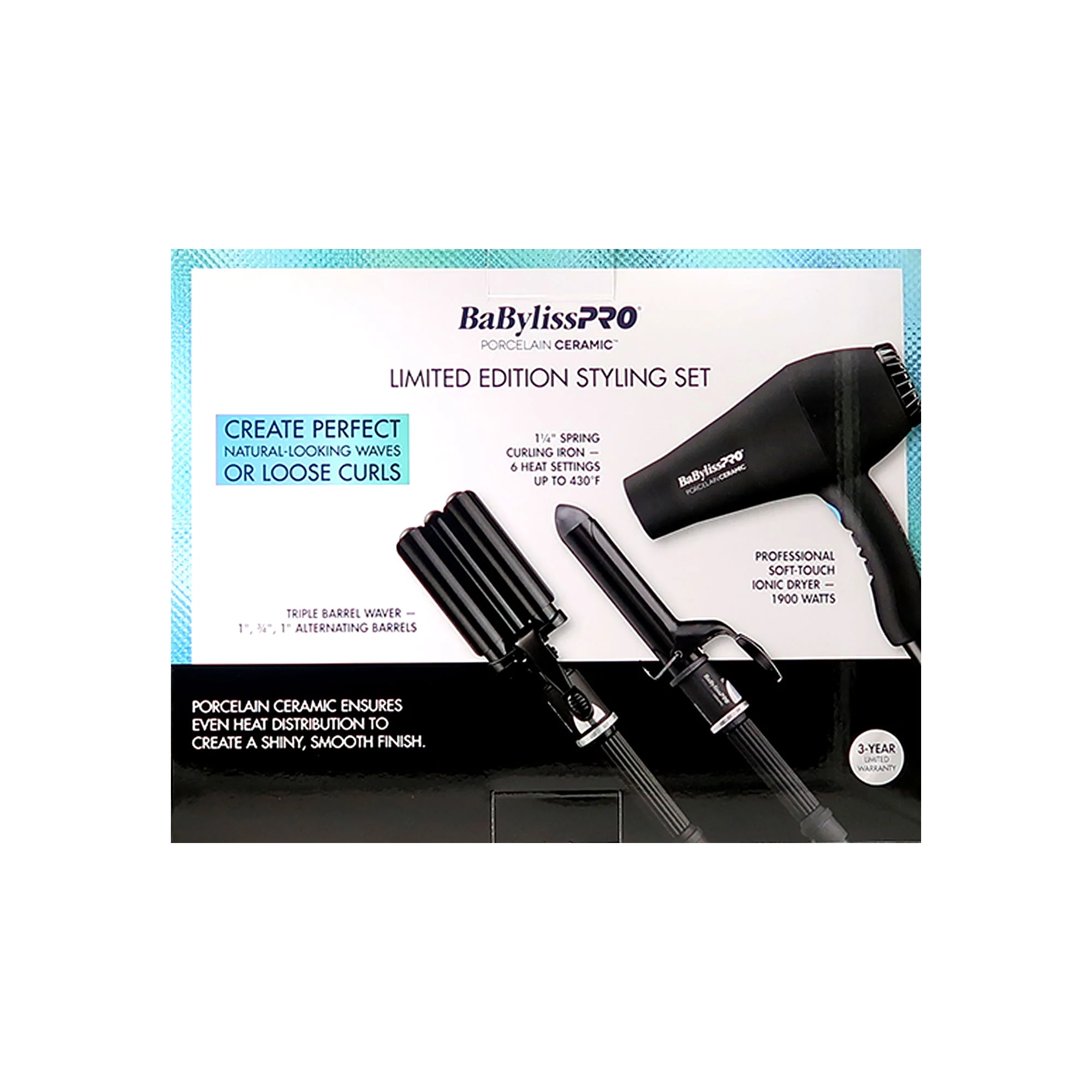 BaBylissPro LIMITED EDITION Porcelain Ceramic Set (Dryer, Waver, Curling Iron) - Image 8