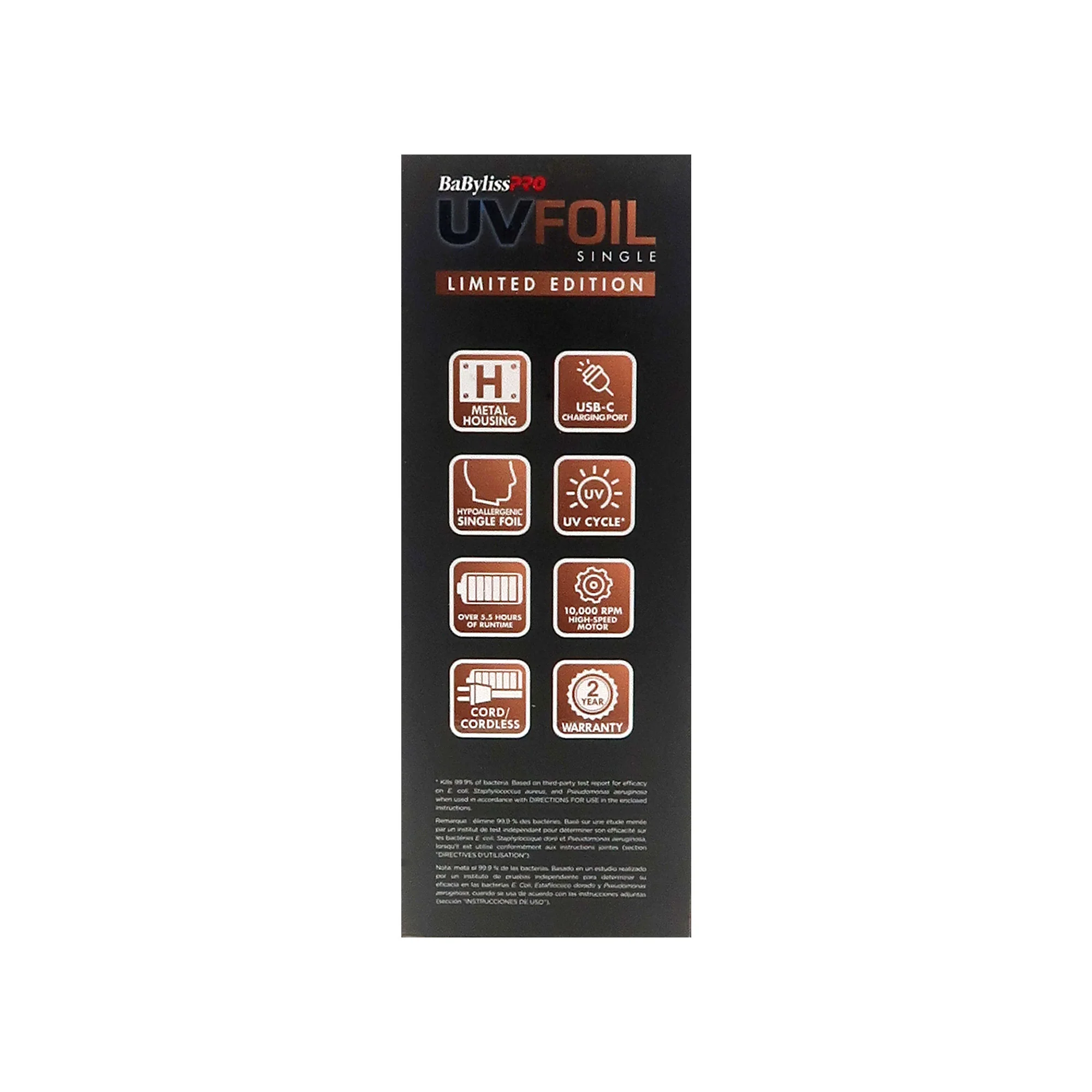 BaByliss Pro LIMITED EDITION UVFOIL UV-Disinfecting Metal Single Foil Shaver - Rose Gold #FXLFS1RG - Image 7