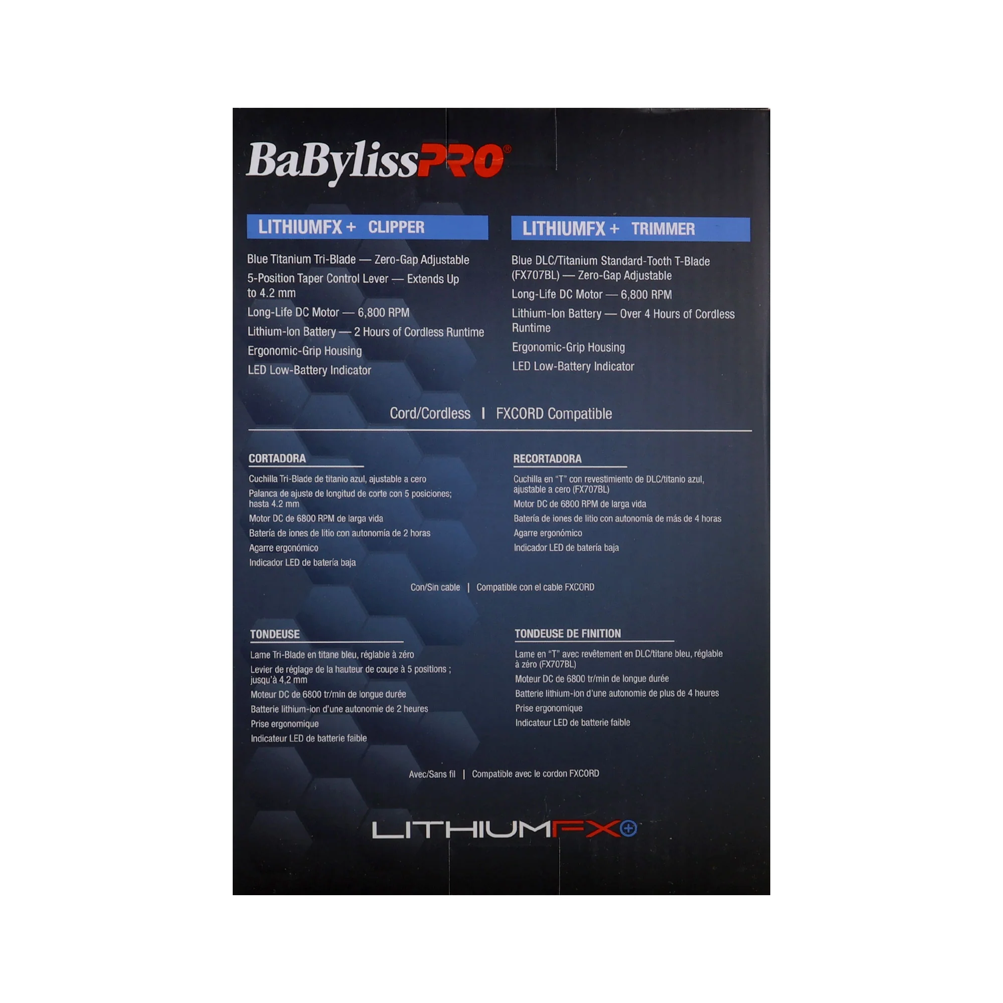 BaBylissPRO LithiumFX+ Ergonomic Clipper & Trimmer Value Set (FX73DUOCTMB) - Image 5