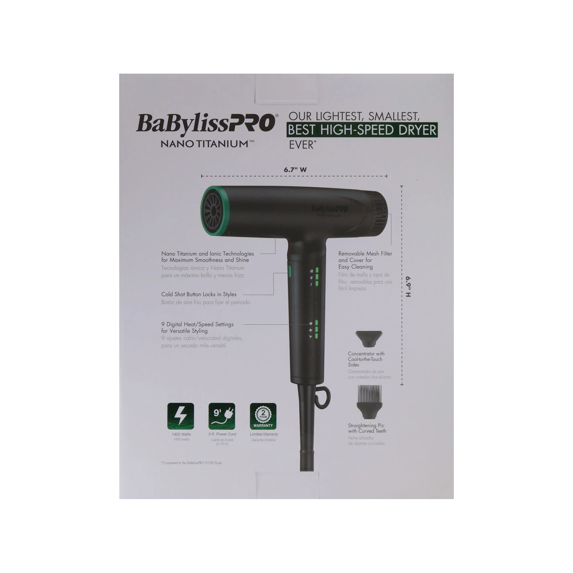 BaByliss Pro Nano Titanium Limited Edition Professional Nano Light Ionic Hair Dryer (Tomb45 Collection) - Image 5