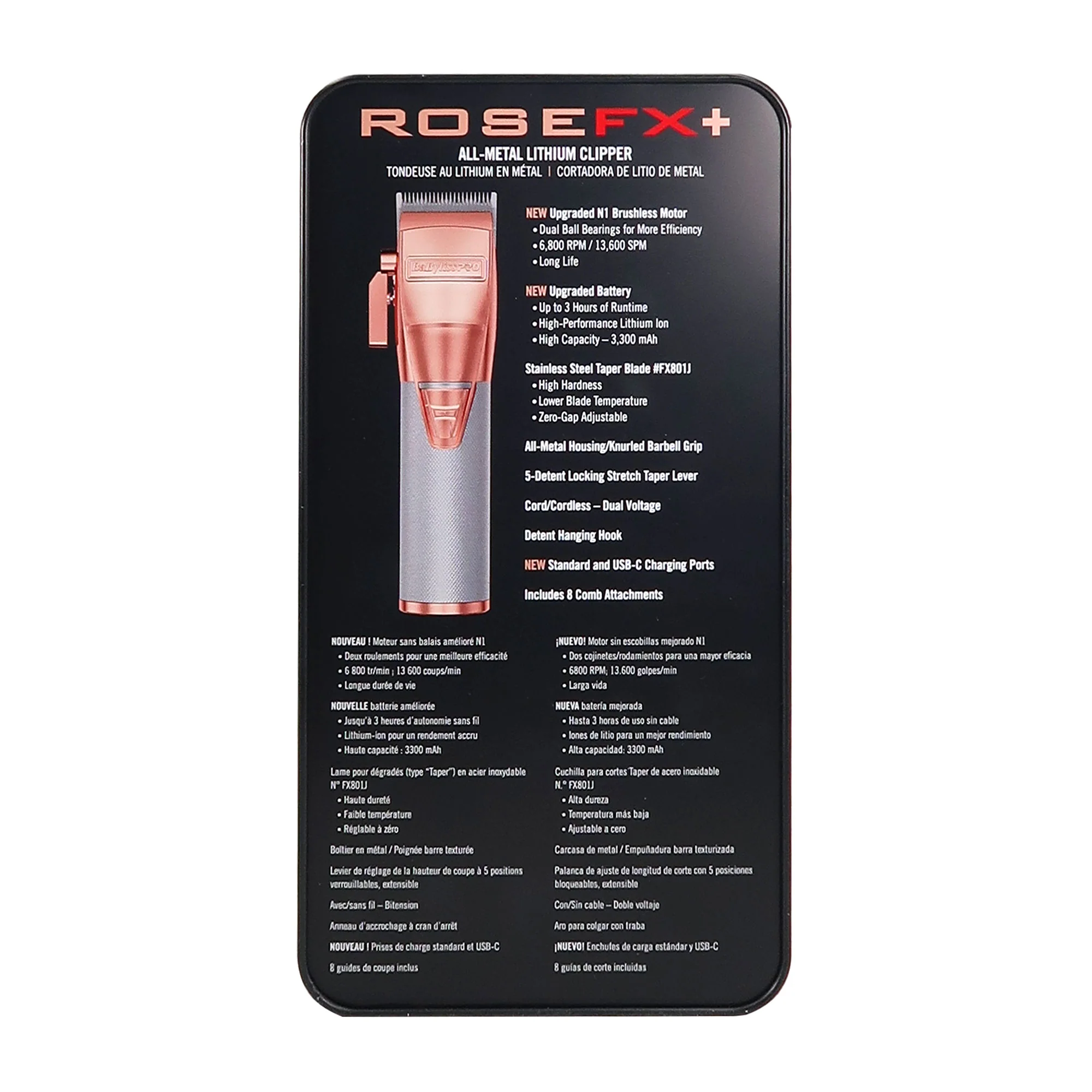 BaByliss Pro ROSEFX+ All-Metal Lithium Clipper #FX870NRG with Philips Norelco Nose Trimmer 3000 for Nose Ears Eyebrows #NT3600/62 - Image 7