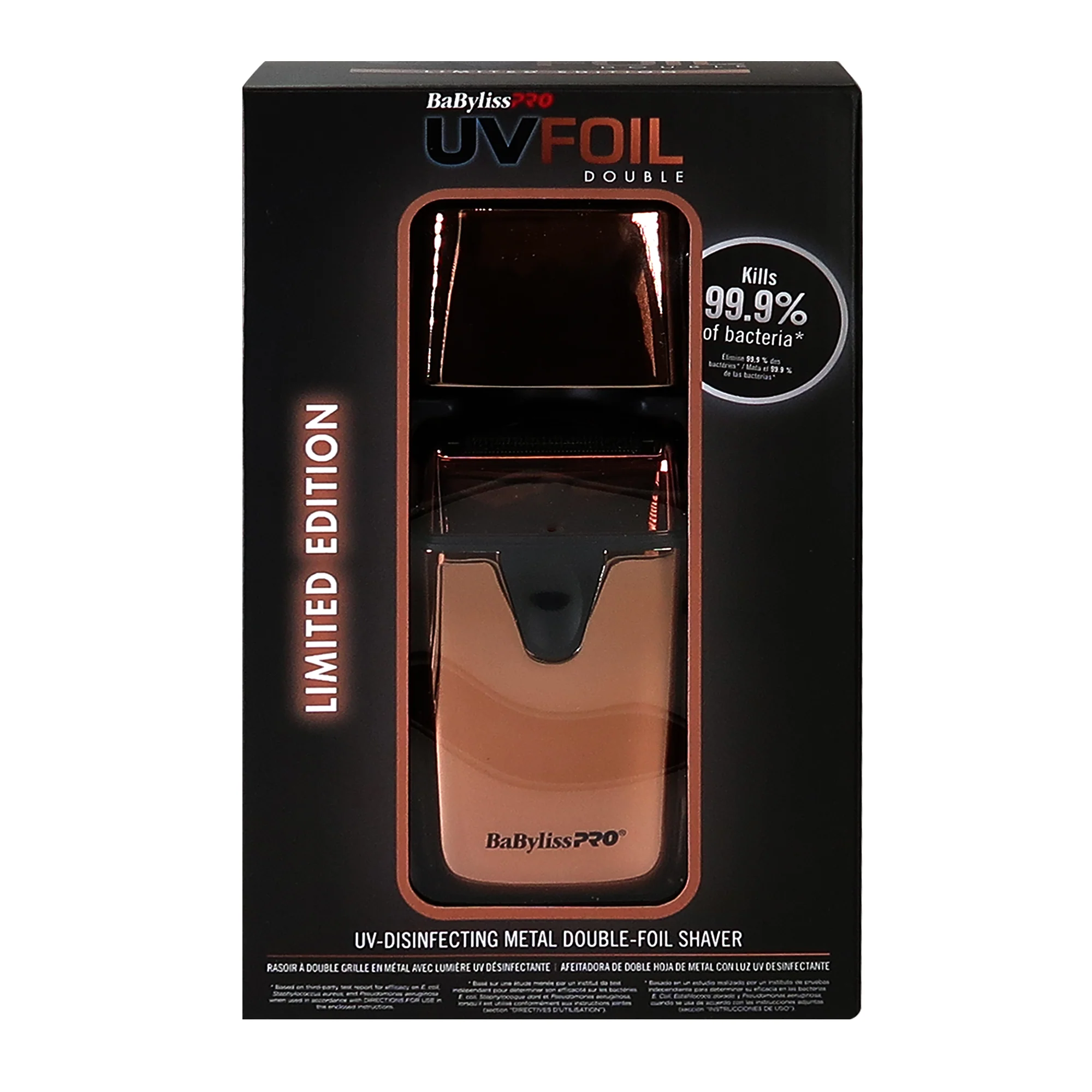 BaByliss Pro LIMITED EDITON UVFOIL UV-Disinfecting Metal Double Foil Shaver #FXLFS2RG (Rose Gold) with UVFOIL Double-Foil & Cutters Replacement Kit - Image 4