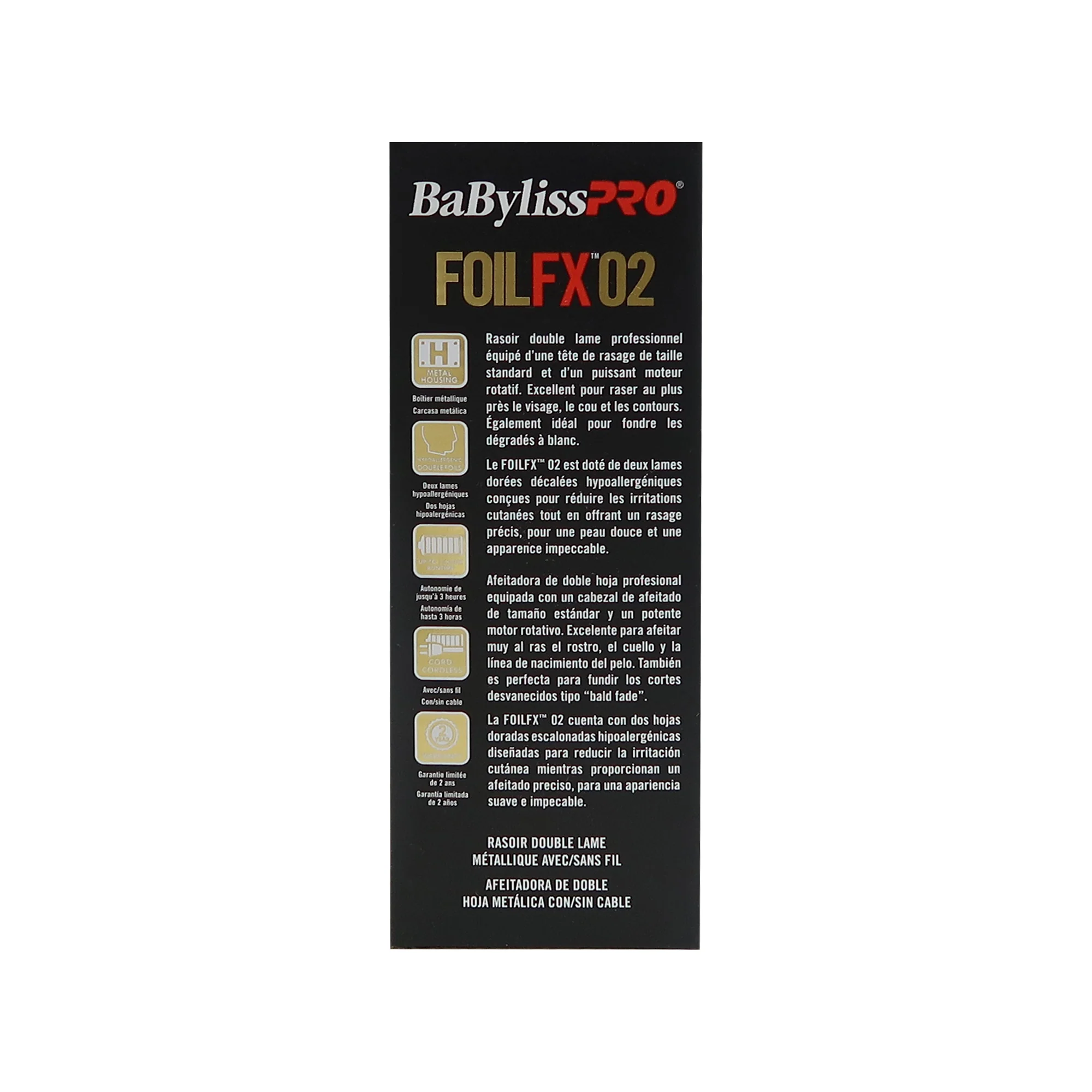Babyliss Pro Foil FX02 FXFS2G Cord / Cordless Metal Double Foil Shaver - Image 6