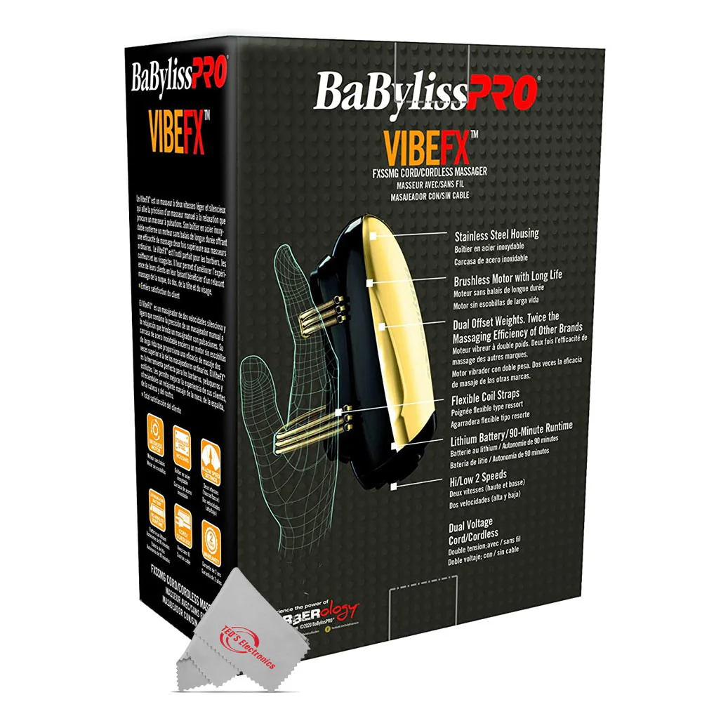 BabyLiss Pro Vibe FX Cord / Cordless Massager FXSSMG Gold - Image 5