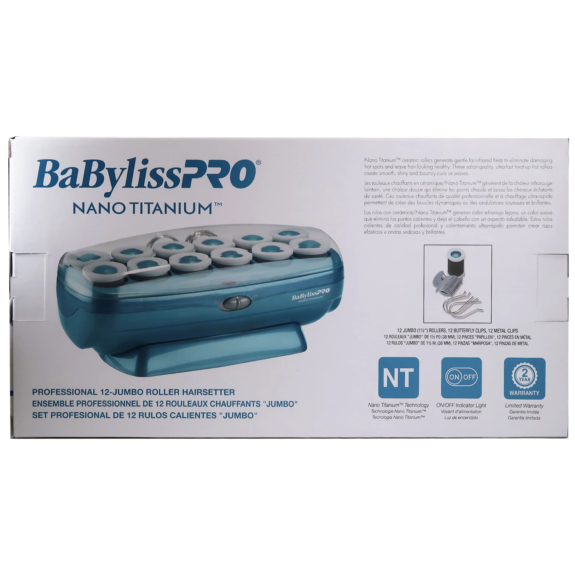 BaByliss Pro Nano Titanium Professional 12-Roller Hairsetter BABNTCHV15 with BaBylissPRO Clips for Rollers BABPC14 - Image 6