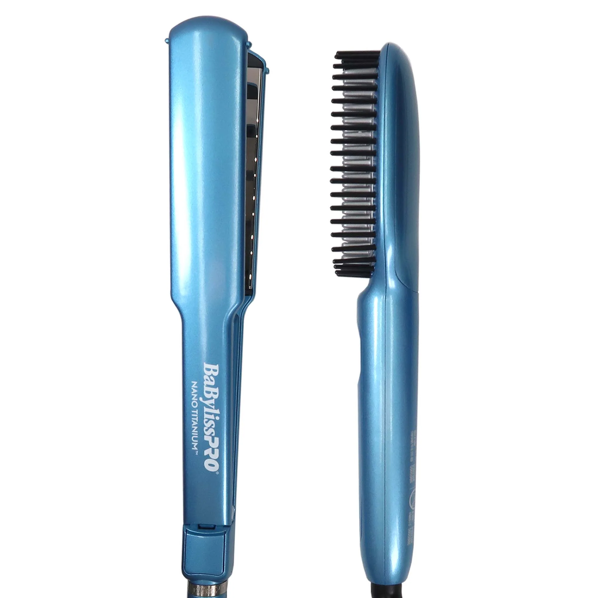 Babyliss Pro Nano Titanium Ultra-Thin Flat Iron & Thermal Paddle Brush BNTPP52UC with BaByliss Pro Porcelain Ceramic Spring Curling Iron 1¼" BP125S and Detangler Brush - Image 2