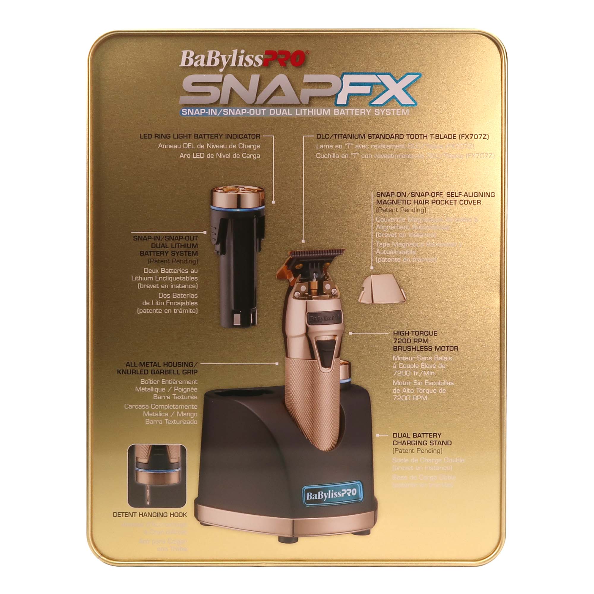 BaBylissPRO Limited Edition SnapFX Cordless Trimmer with Snap In/Out Dual Lithium Battery System FX797GI and Barber Accessories - Image 5