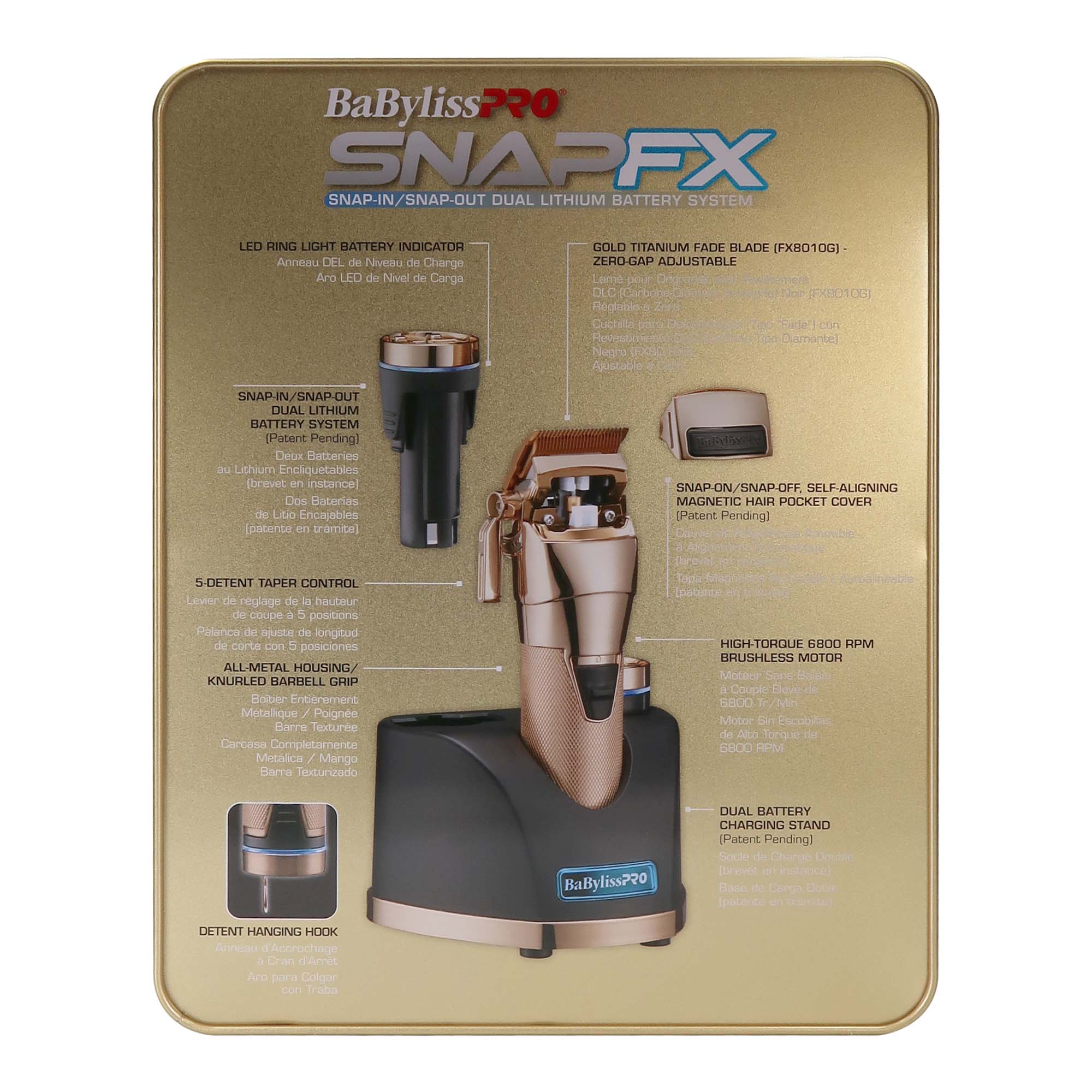 BaByliss PRO Limited Edition Snap FX Cordless Clipper with Snap In/Out Dual Lithium Battery System FX890GI and Barber Accessories - Image 5