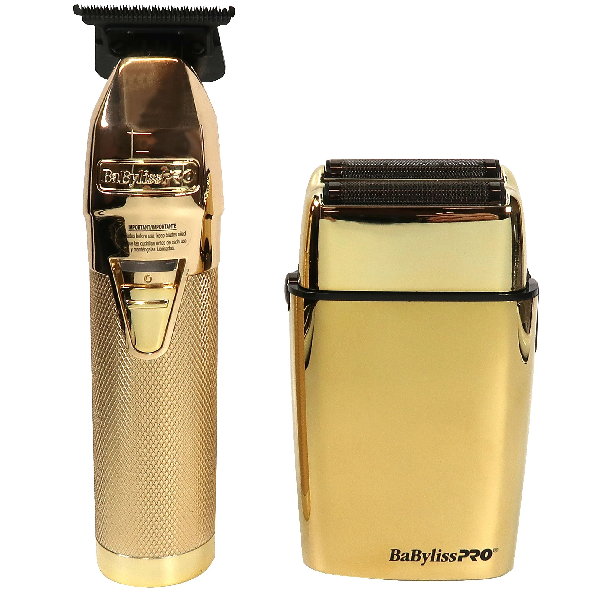 BaByliss Pro GOLDFX Collection - Metal Lithium Outlining Trimmer & Double Foil Shaver #FXHOLPK2GN with Babyliss PRO Barberology GoldFX Barber Cape w/ Snap Button Closure - Image 2