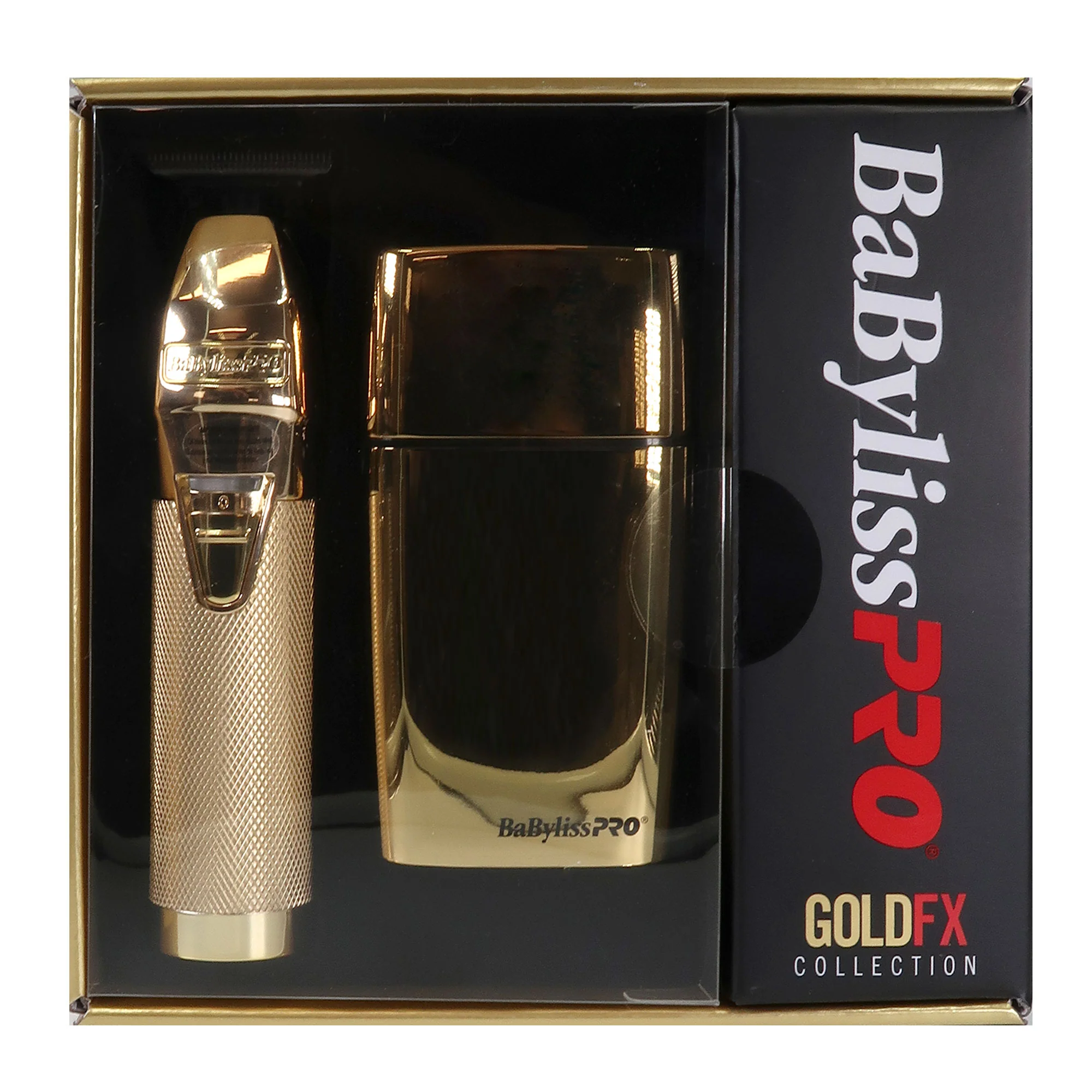 BaByliss Pro GOLDFX Collection - Metal Lithium Outlining Trimmer & Double Foil Shaver #FXHOLPK2GN with Babyliss PRO Barberology GoldFX Barber Cape w/ Snap Button Closure - Image 5