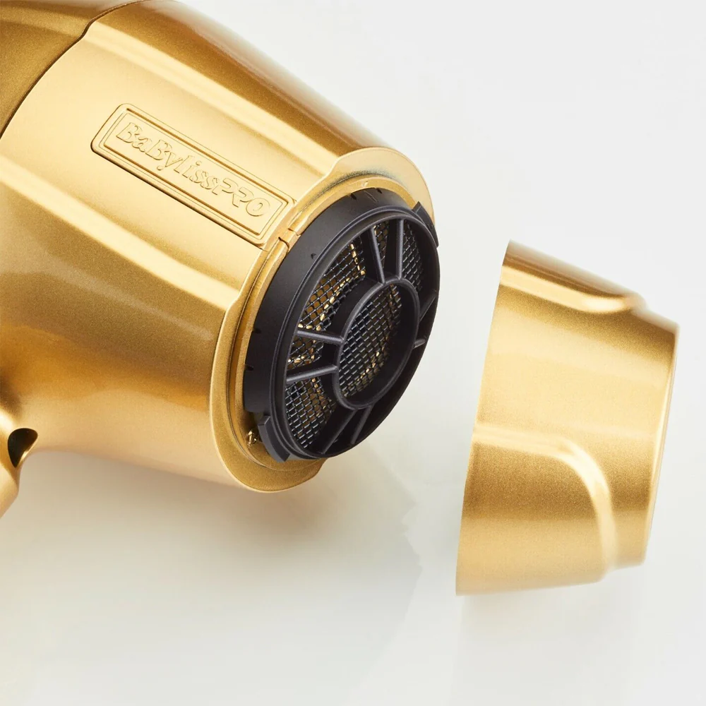 BaByliss Pro GOLDFX Collection Metal Lithium Outlining Trimmer & Double Foil Shaver #FXHOLPK2GN with BaByliss PRO FXBDG1 GoldFX High Performance Turbo Dryer - Image 9
