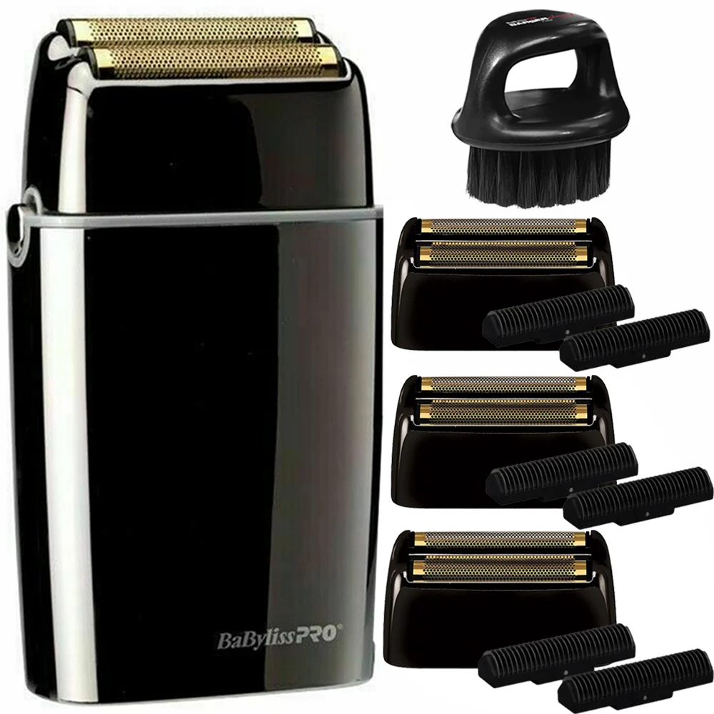 BaByliss PRO FOILFX02 Cordless Metal Double Foil Shaver FXFS2B + 3x Replacement Foil & Cutters