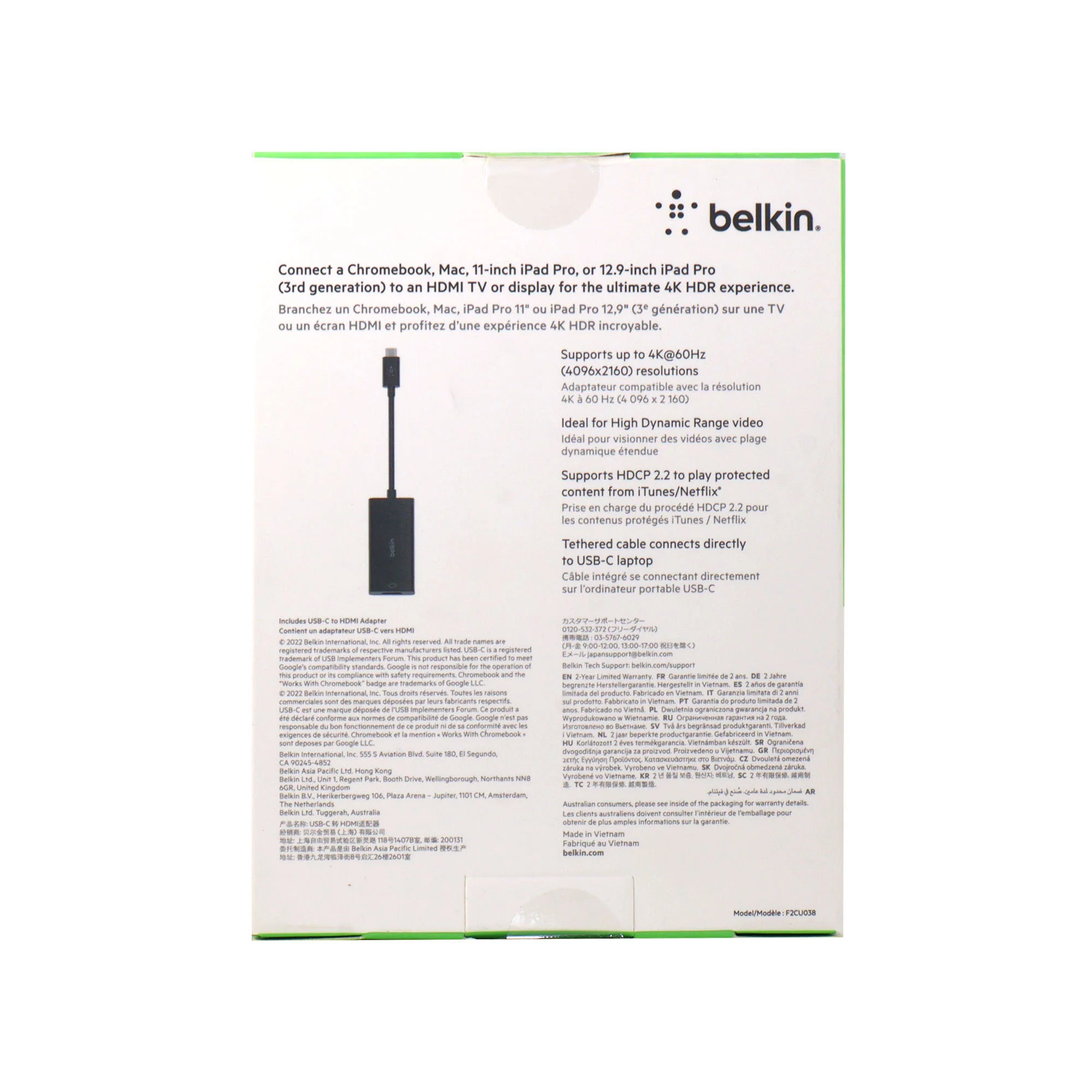 Belkin USB-C to HDMI Adapter 4K 60Hz to HDMI Converter Adapter - F2CU038BTBLK - Image 3