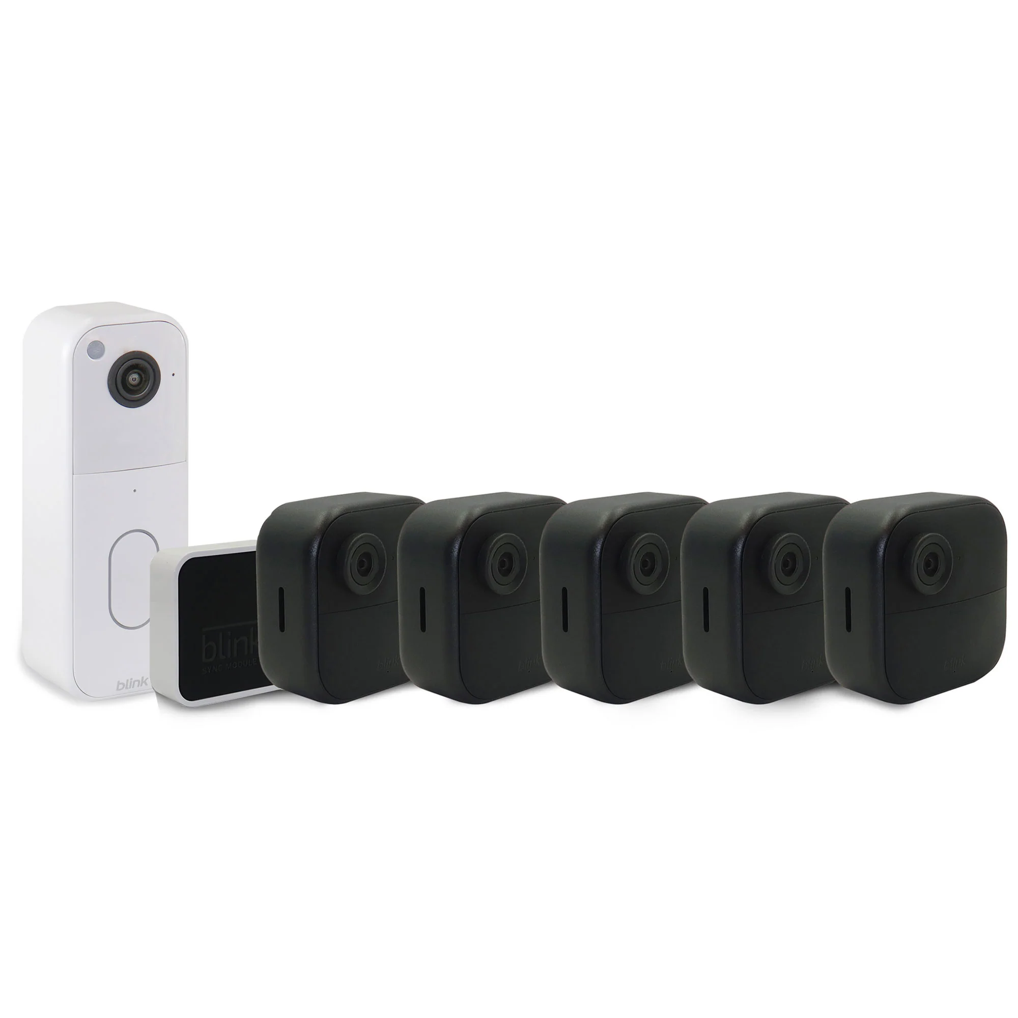 Blink Outdoor 4 5-Camera System (4th Gen) + Blink Video Doorbell White, Smart Security