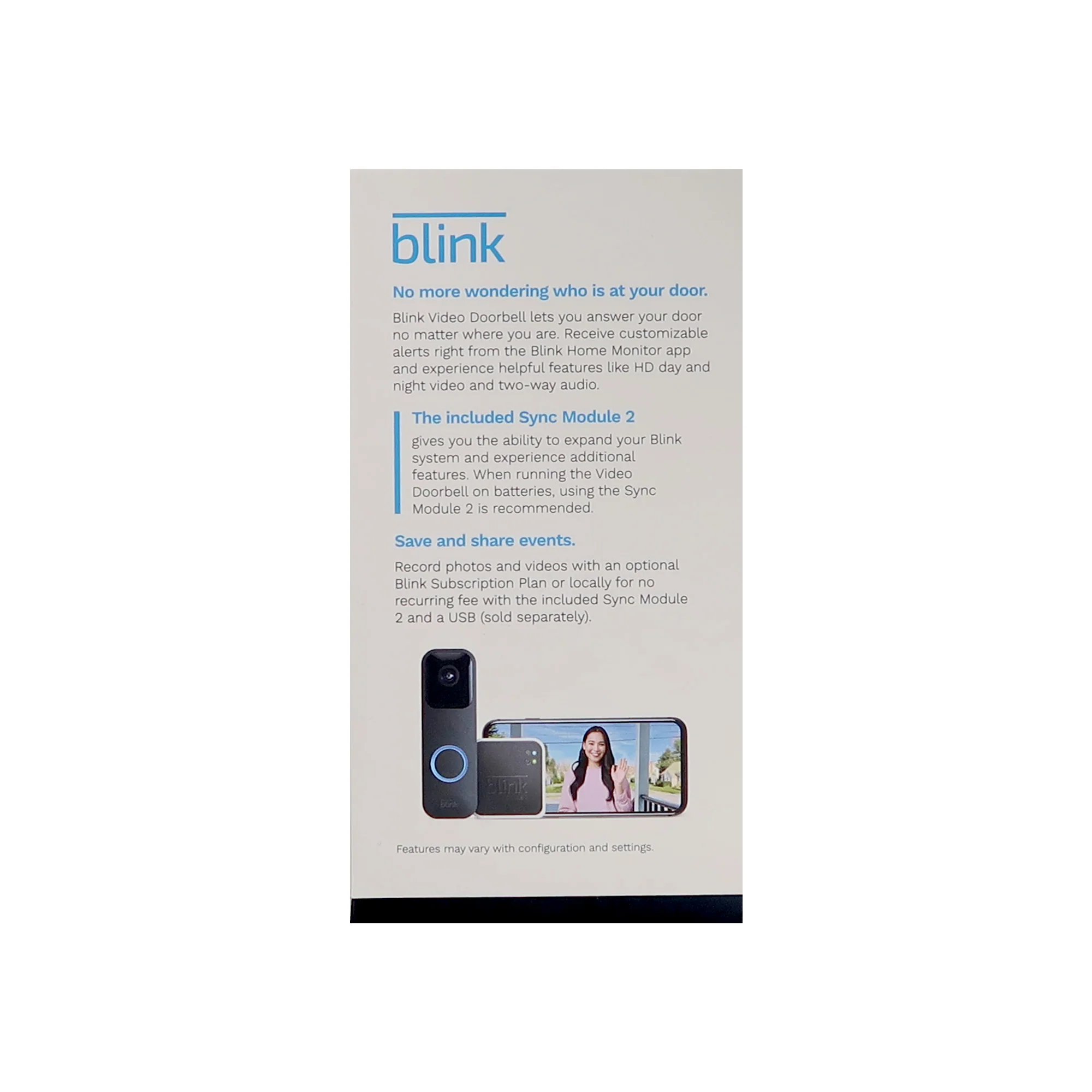 Blink Smart Wifi Video Doorbell Wired / Battery Operated with Sync Module 2 - Two Way Audio, HD video and Alexa - Black - Image 6