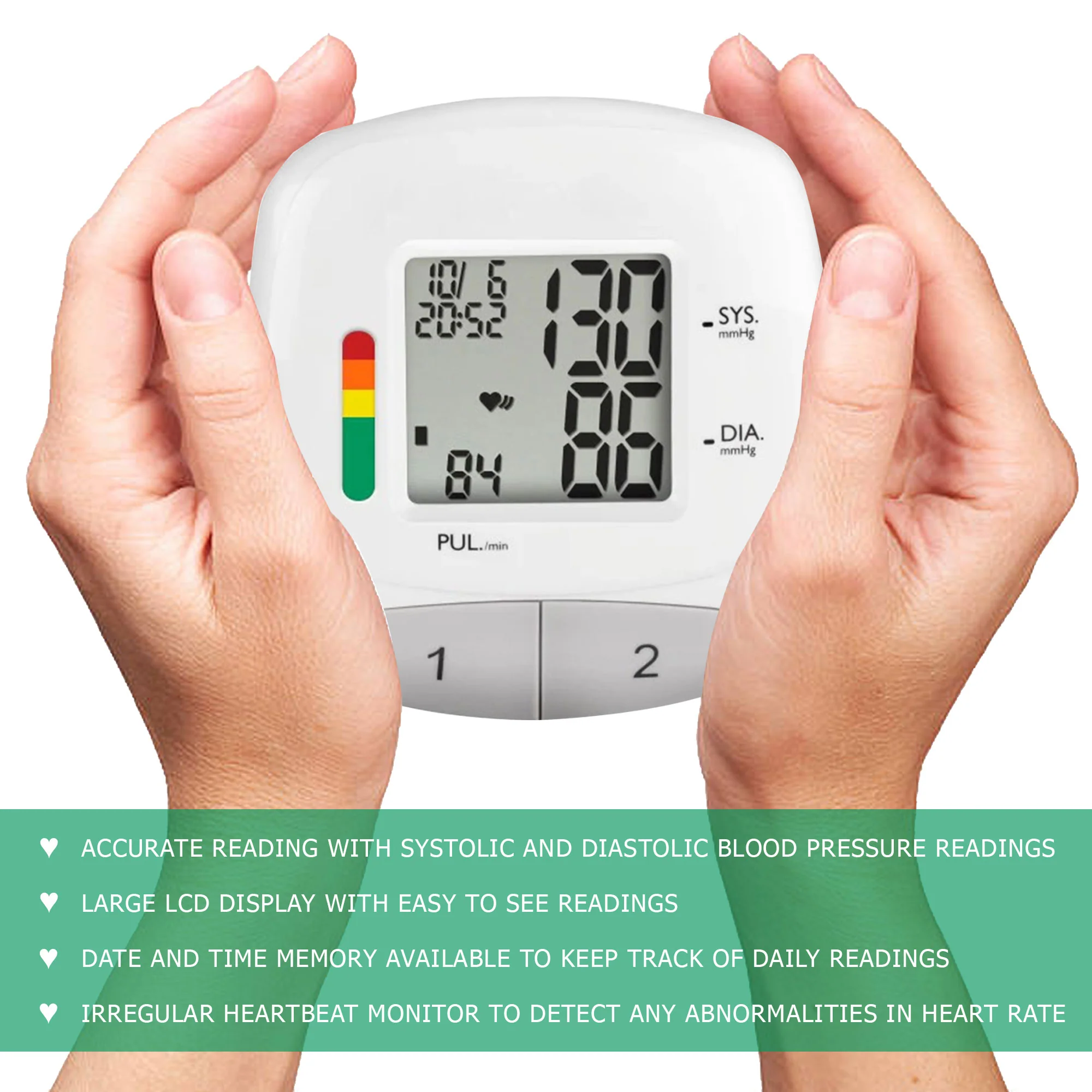 Vivitar Blood Pressure Monitor - Automatic Digital Upper Arm Blood Pressure, Heart Rate PB Machine with Adjustable Cuff, Memory Function - 10 Units - Image 6