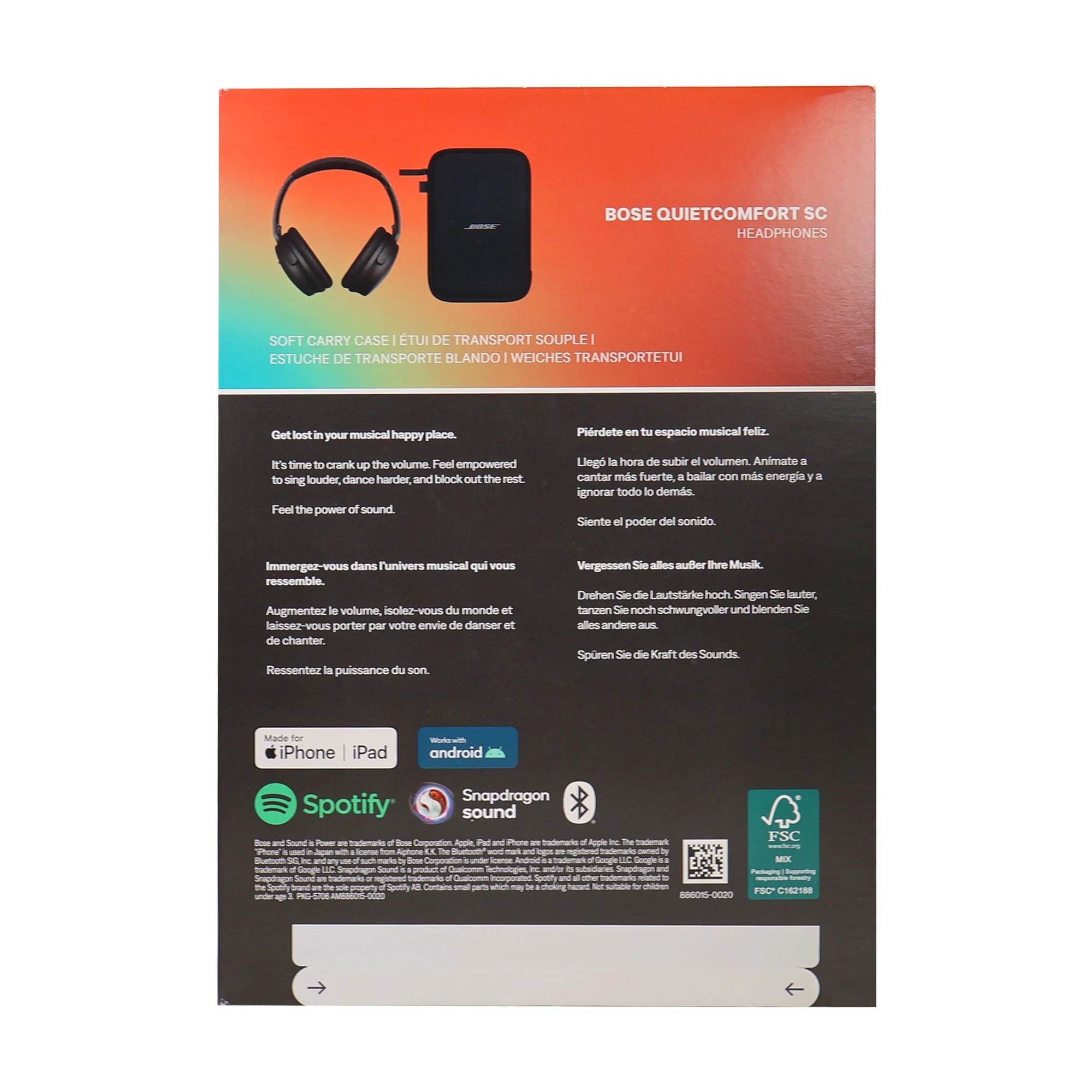Bose QuietComfort SC Wireless Over-Ear Active Noise Canceling Headphones (Black) 884367-0900 with Soft Case - Image 7