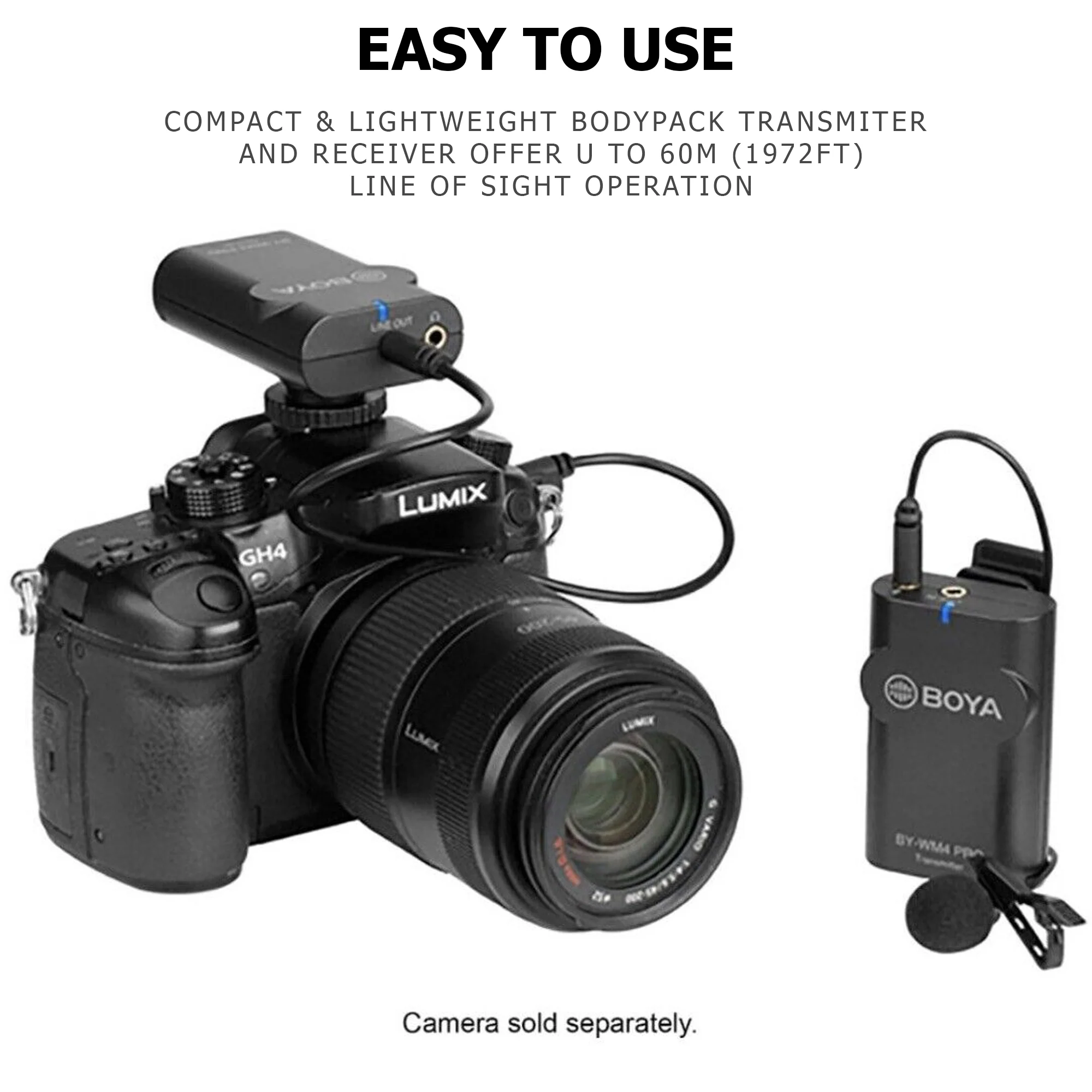 Boya Pro Digital Camera-Mount Wireless Omni Lavalier Microphone System (2.4 GHz) BY-WM4 - Image 2