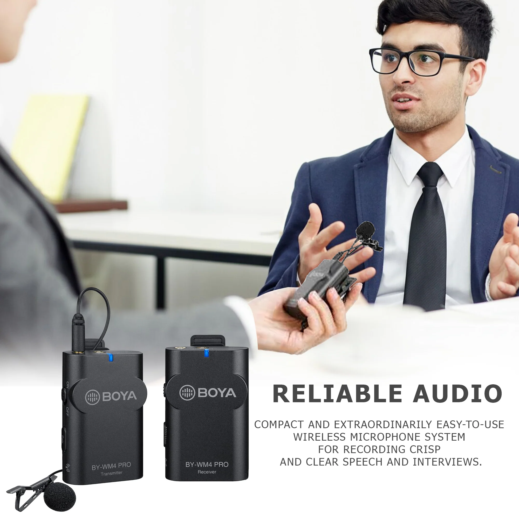 Boya Pro Digital Camera-Mount Wireless Omni Lavalier Microphone System (2.4 GHz) BY-WM4 - Image 6