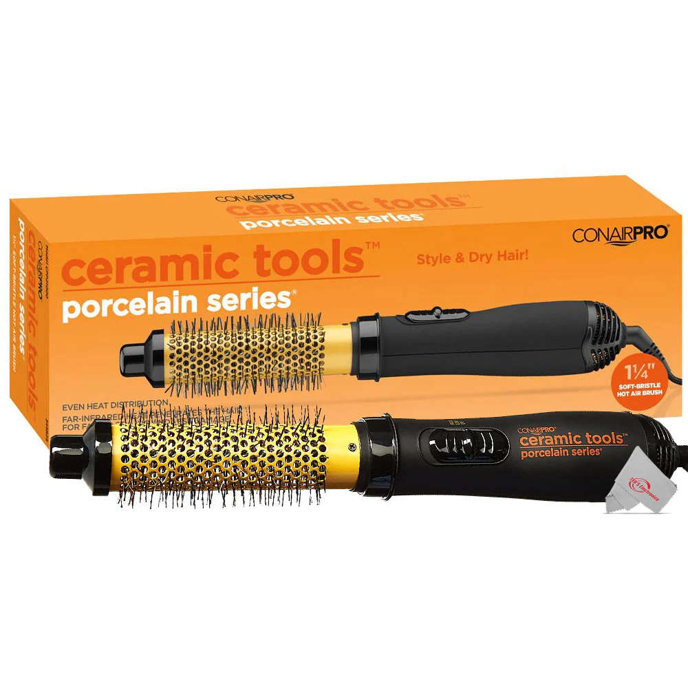 Conair Pro Ceramic Tools Porcelain Series 1.25" Soft-Bristle Hot Air Brush with Conair Pro Black Bird Hair Dryer BB075W and Conair Pro Round Brush 2½" - Image 6