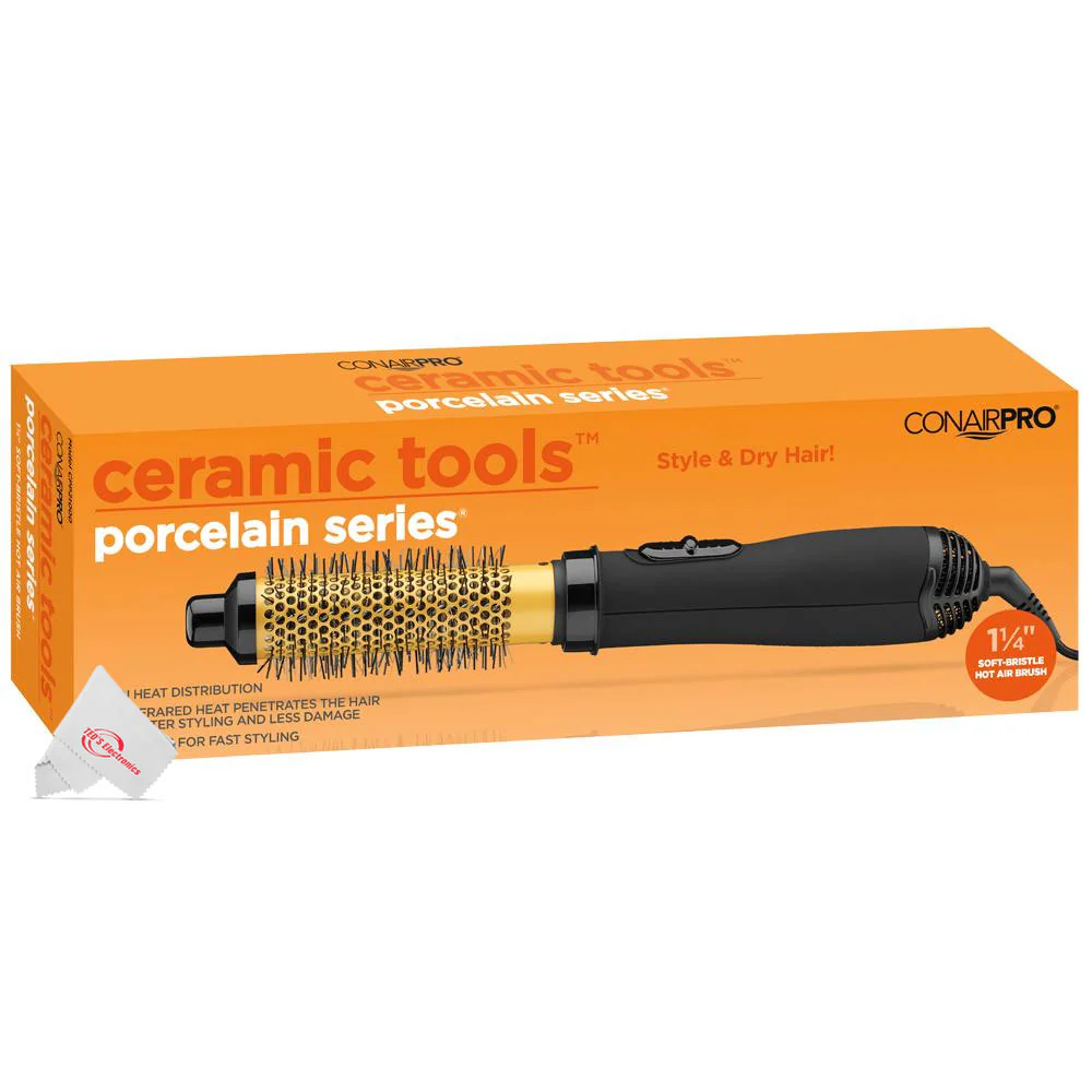 Conair Pro Ceramic Tools Porcelain Series 1.25" Soft-Bristle Hot Air Brush with Conair Pro Black Bird Hair Dryer BB075W and Conair Pro Round Brush 2½" - Image 9