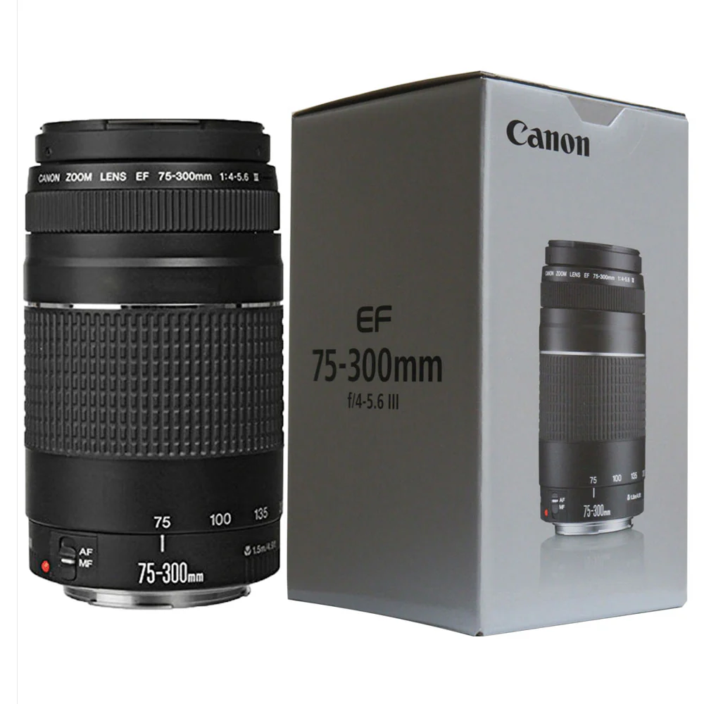 Canon EF 75-300mm f/4.0-5.6 III Lens + 58mm UV Filter + Lens Pen + Cap Holder - Image 2