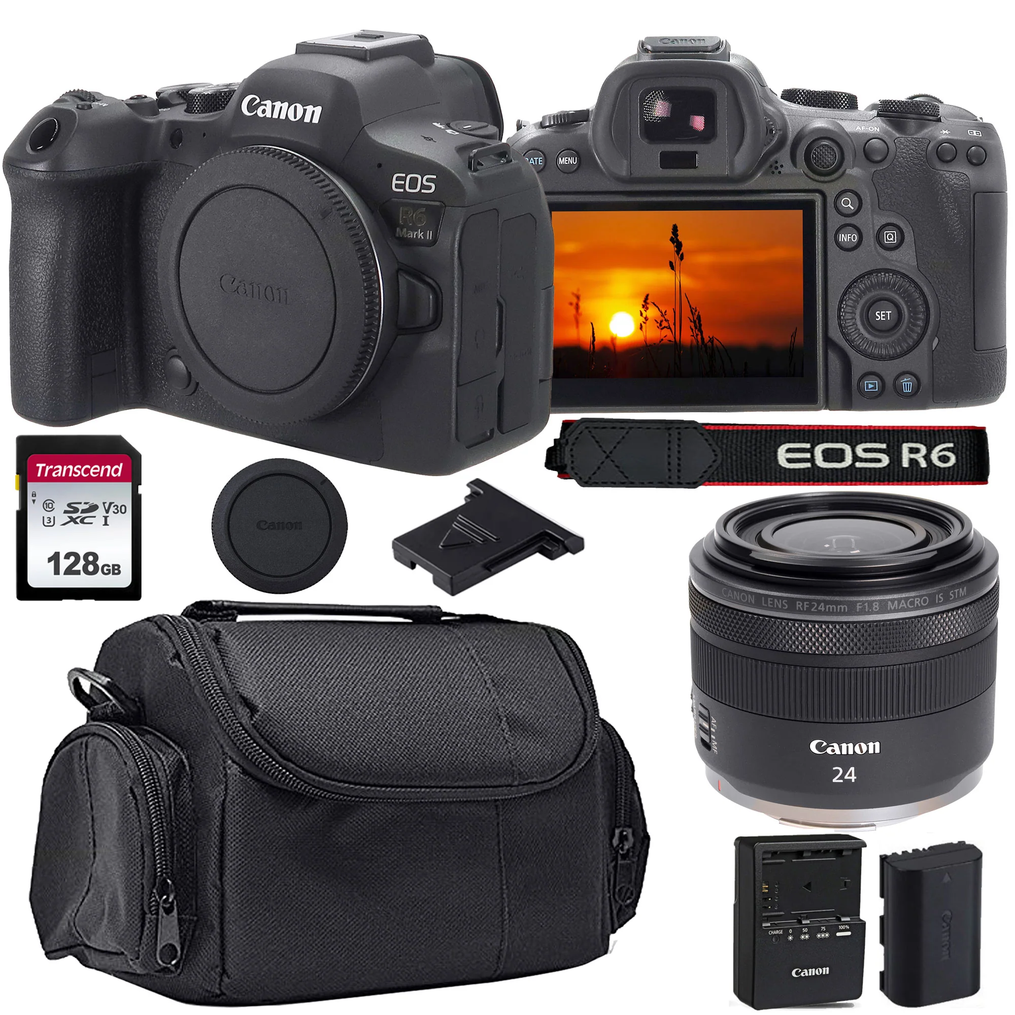 Canon EOS R6 Mark II Mirrorless Camera with RF 24mm f/1.8 Macro IS STM Lens Basic Accessory Bundle