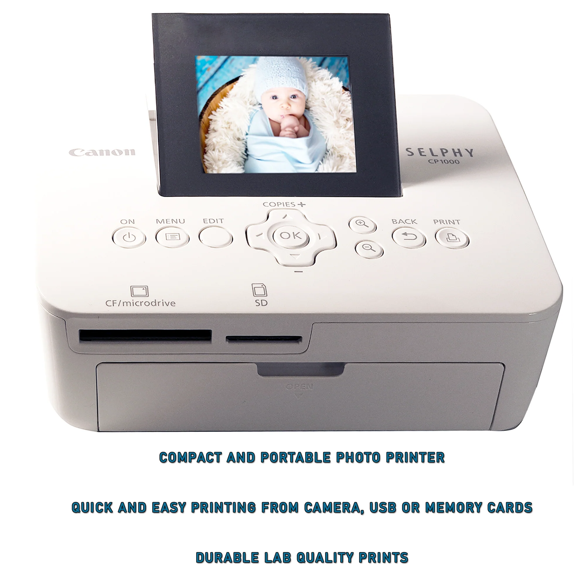 Canon Selphy CP1000 Compact Photo Printer White with KP-108IN 4x6 Paper Set 3115B001 - Image 5