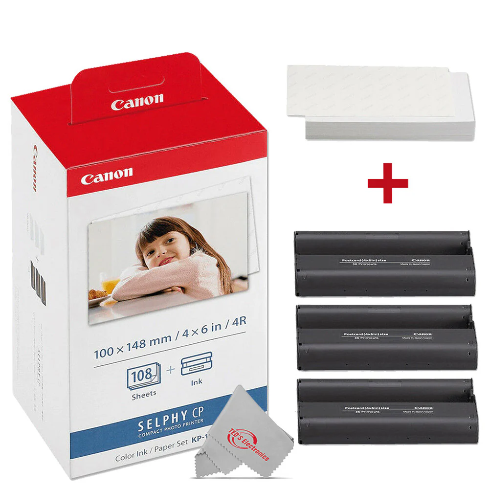 Canon SELPHY CP1500 Compact Photo Printer (Black) with 3x KP-108IN Selphy Color Ink 4x6 Paper Set 3115B001 - Image 5