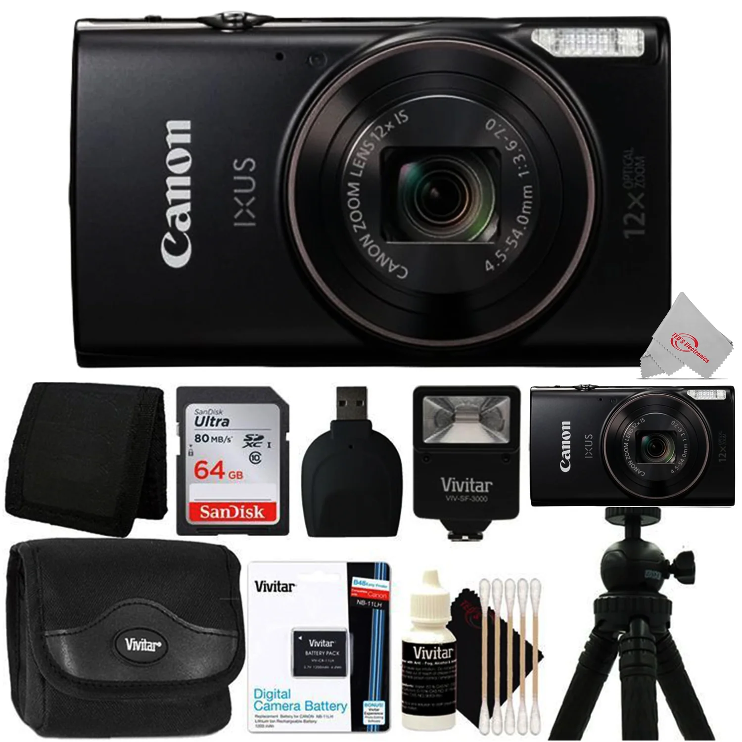 Canon PowerShot IXUS 285 / Elph 360 20.2MP 12x Optical Zoom Digital Camera Advanced Bundle - Image 2