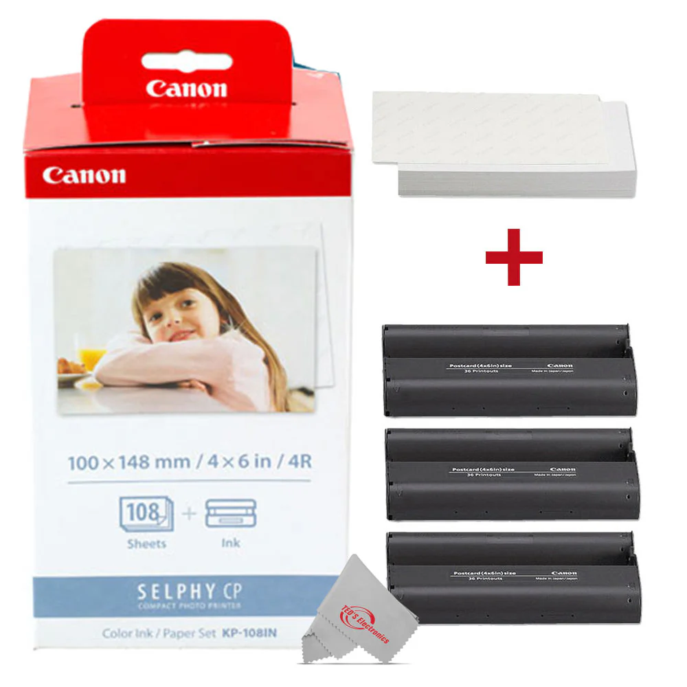 Ten Pack Canon Selphy KP-108IN Color Ink and 4x6 Paper Set 3115B001 for SELPHY Compact Printer  CP1300 CP1200 CP769 - Image 3