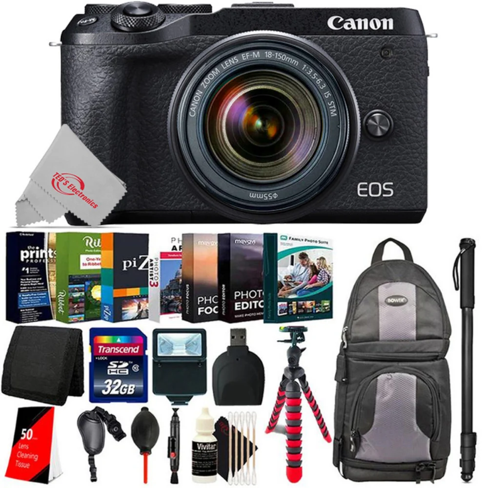 Canon EOS M6 Mark II Mirrorless 32.5MP Camera with EF-M 18-150mm Lens + 32GB Accessory Kit