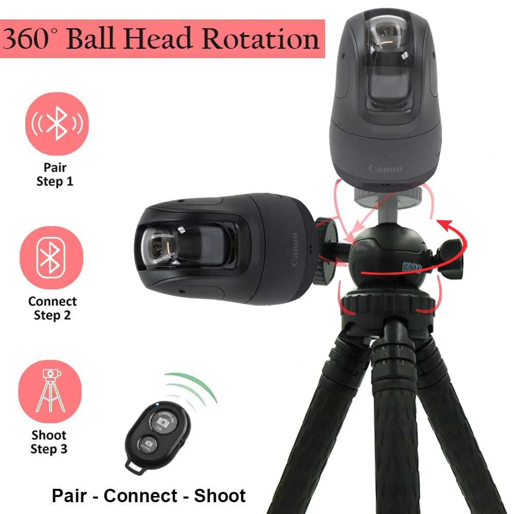 Canon Powershot Pick Ptz Camera with 4.5" Lens Case w/ Neck Strap and 42" Foldable Travel Tripod 360° Ball Head Rotation w/ Smart Photo Cradle & Remote Bundle - Image 2