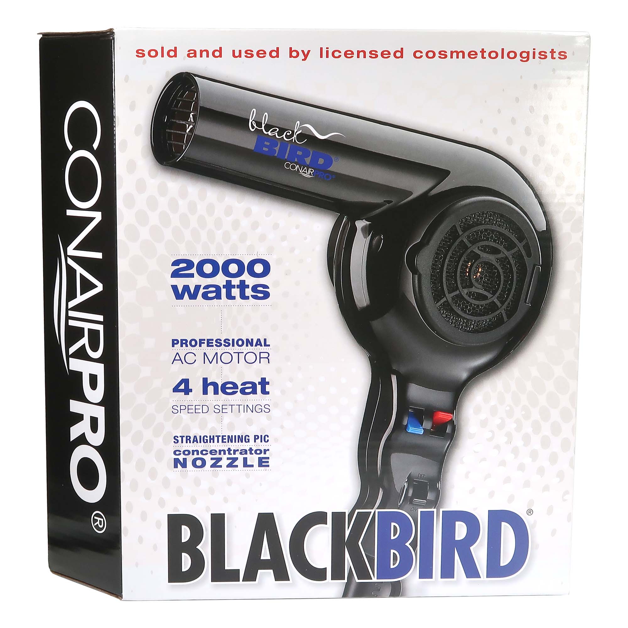 Conair Pro Black Bird Hair Dryer 2000 Watt BB075W with Conair Pro Ergo-Grip Detangler Brush - Image 4