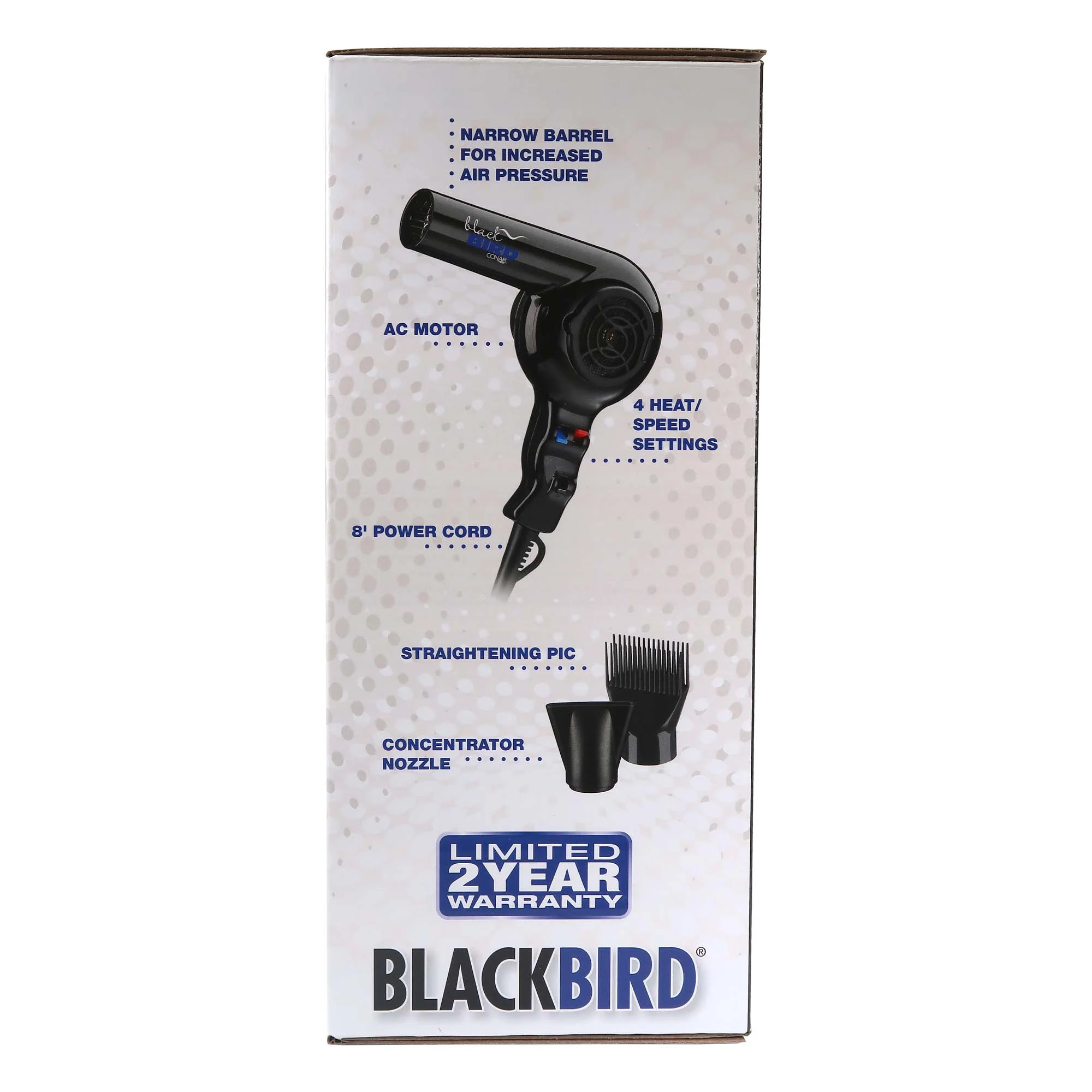 Conair Pro Black Bird Hair Dryer 2000 Watt BB075W with Conair Pro Ergo-Grip Detangler Brush - Image 5